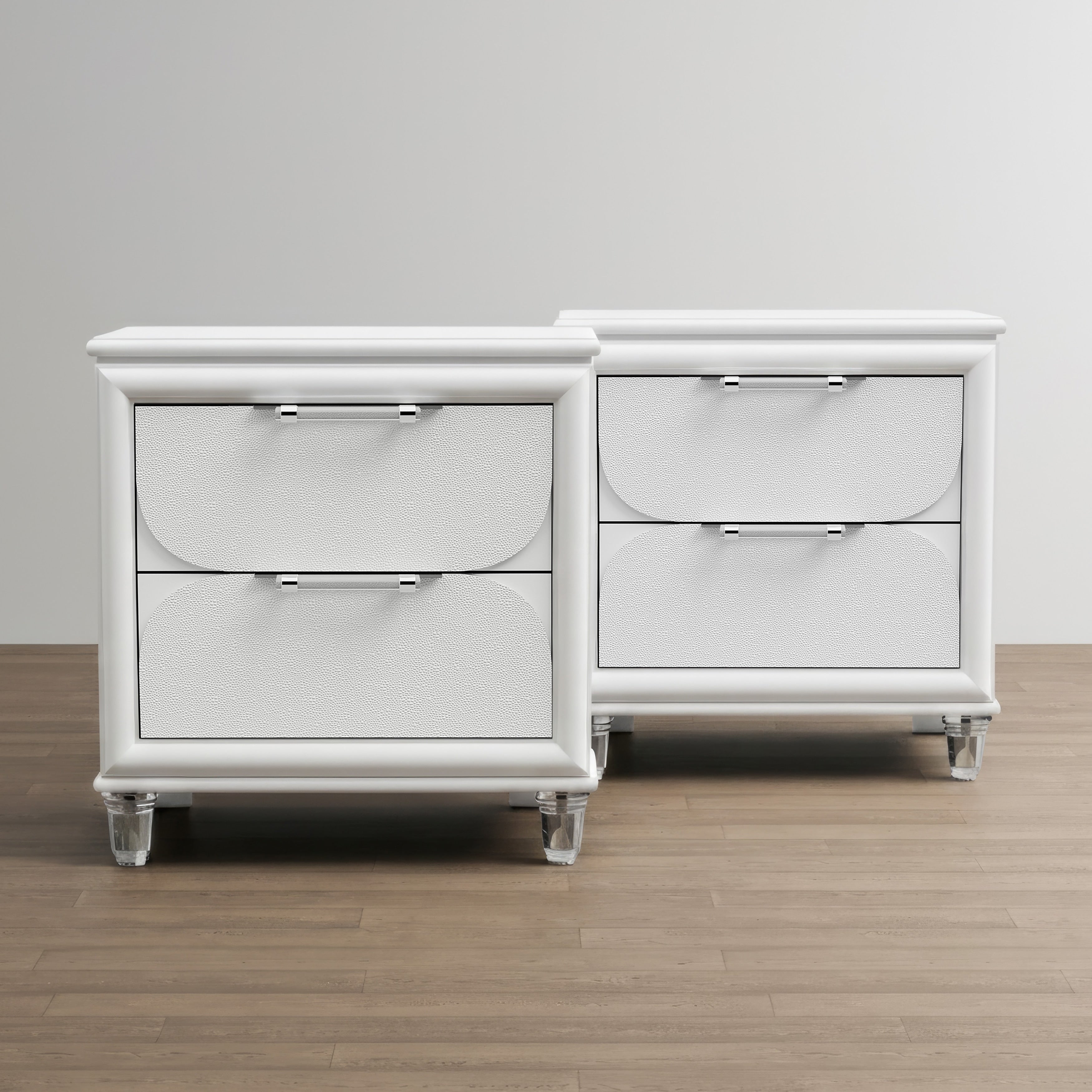 Furniture Of America Drima Modern Pearl White Solid Wood 2 Drawer Kids Nightstand Set Of 2