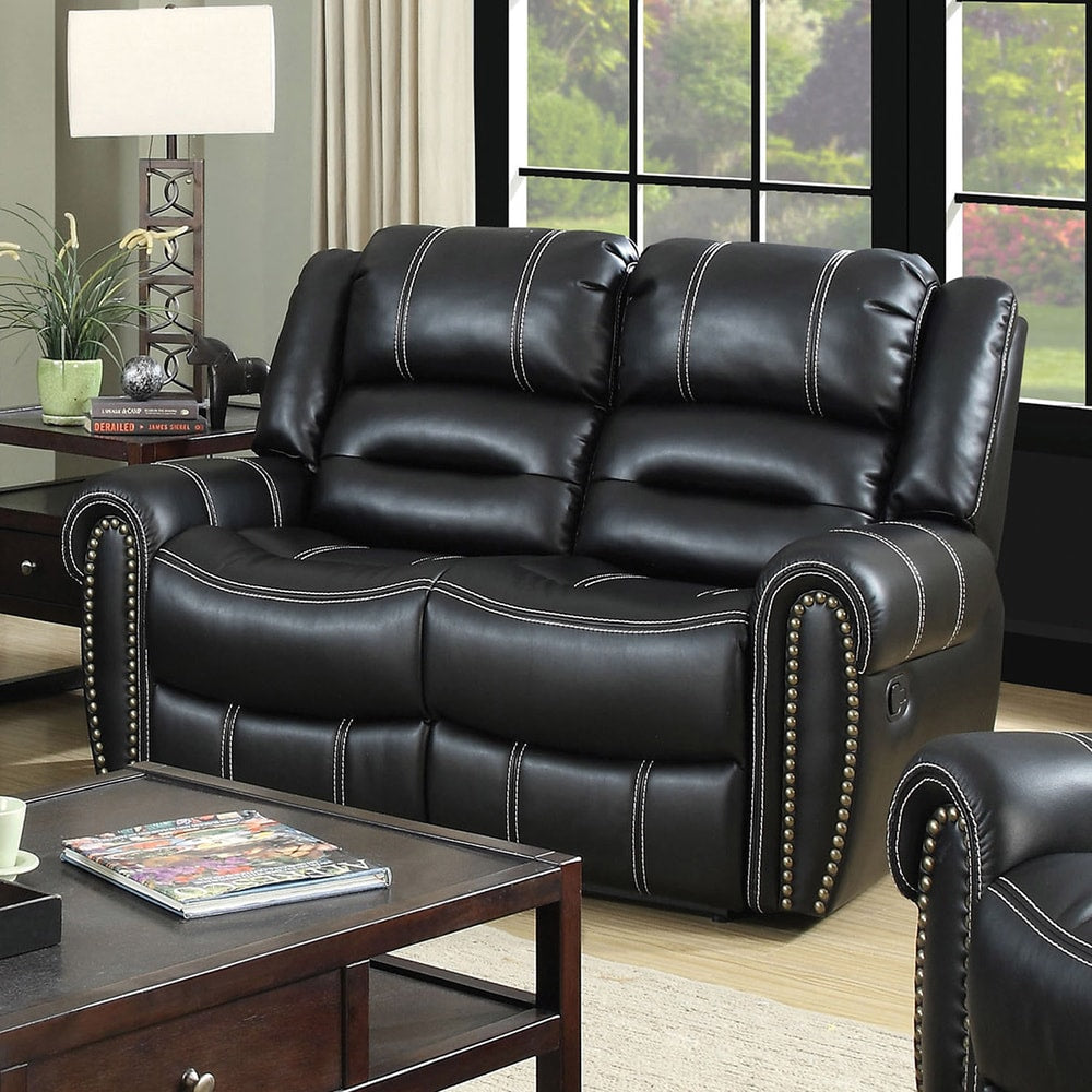 Dylan Contemporary Black Faux Leather Loveseat By Foa