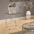 Furniture Of America Eila Contemporary Round Glass Top End Table