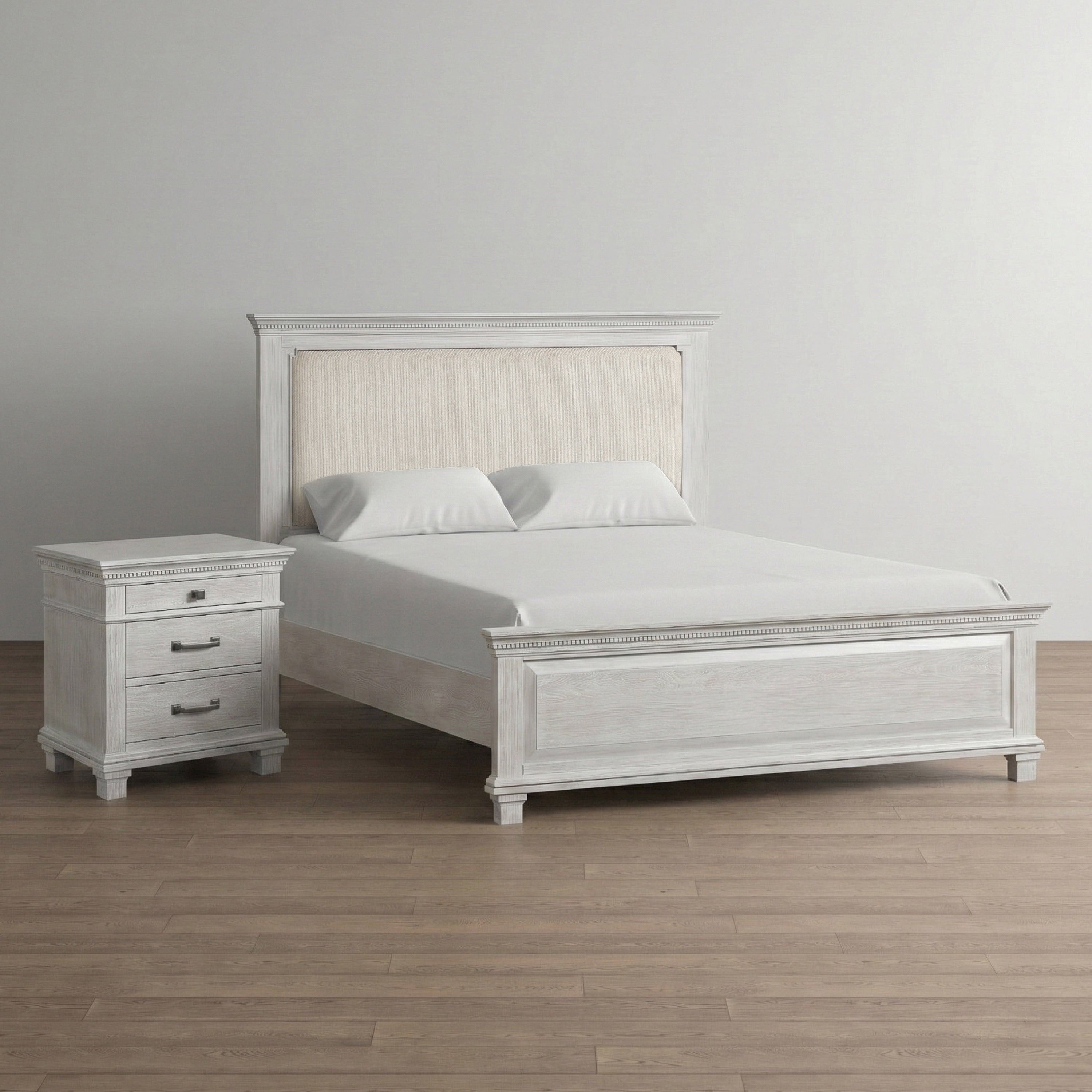 Furniture Of America Eleanor Modern Rustic 2 Piece Weathered Grey Wood Panel Bedroom Set With Dentil Molding