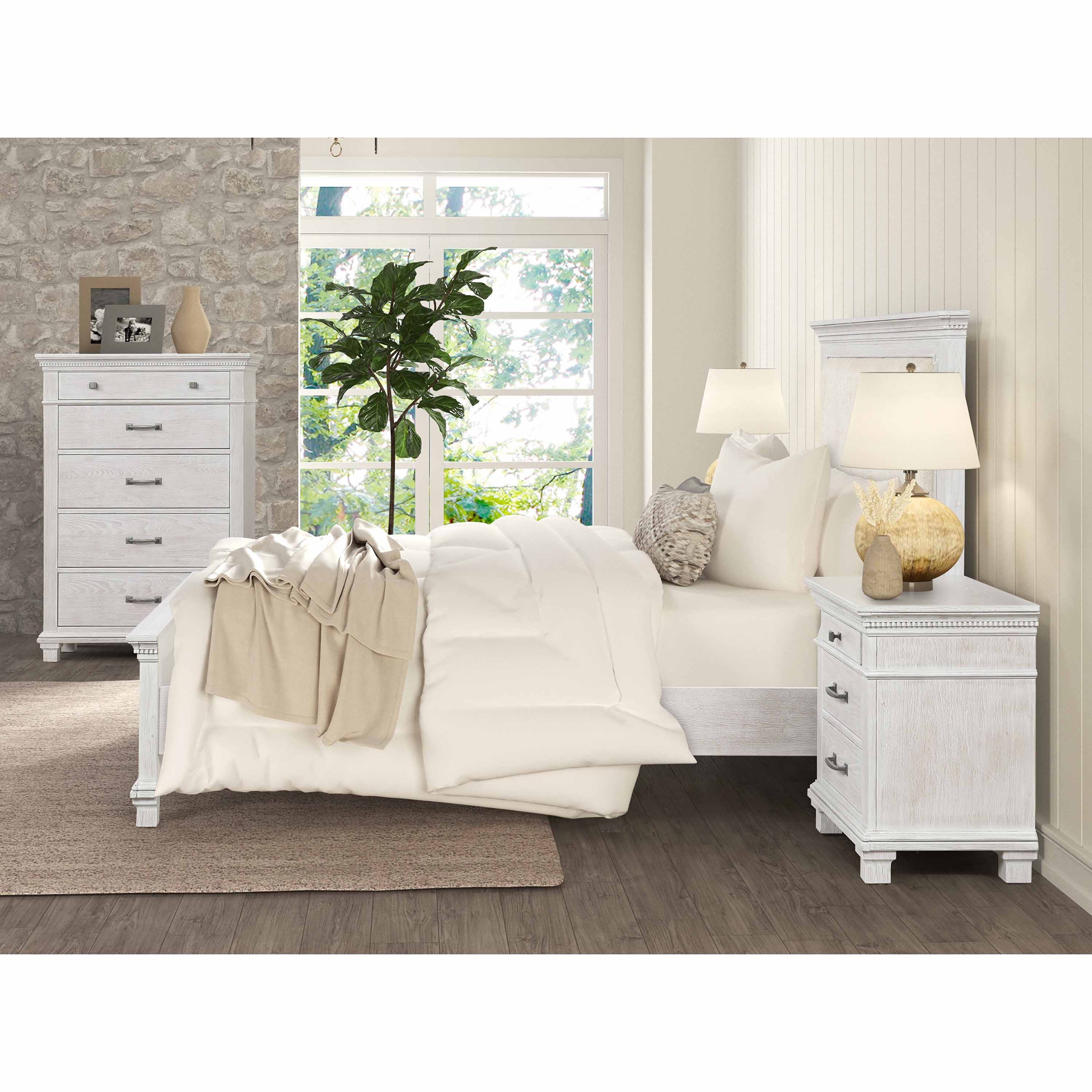 Furniture Of America Eleanor Modern Rustic 3 Piece Weathered Grey Wood Panel Bedroom Set With Dentil Molding