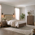 Furniture Of America Elira Mid Century Modern 3 Piece Walnut Wood Bedroom Set With Led Light