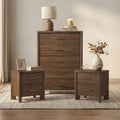 Furniture Of America Elira Mid Century Modern 3 Piece Walnut Wood Chest And 2 Nightstands Bedroom Set