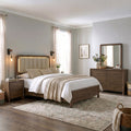 Furniture Of America Elira Mid Century Modern 4 Piece Walnut Wood Bedroom Set With Led Light