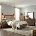 Furniture Of America Elira Mid Century Modern 6 Piece Walnut Wood Bedroom Set With Led Light