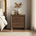 Furniture Of America Elira Mid Century Modern Walnut Wood 2 Drawer Nightstand With Usb Ports