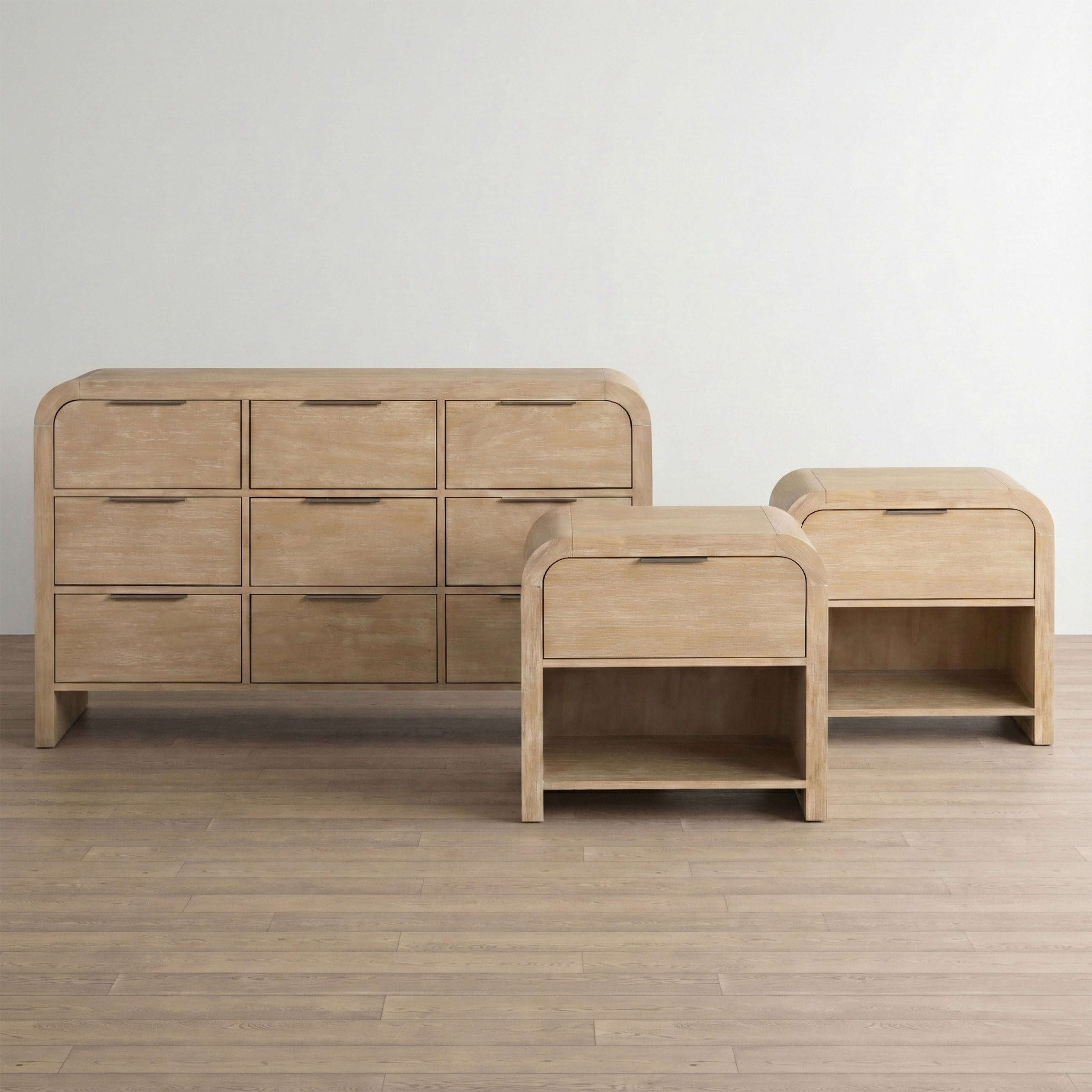 Furniture Of America Elowyn 3 Piece Natural Solid Wood Dresser And 2 Nightstand Bedroom Set