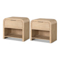 Furniture Of America Elowyn Natural Solid Wood 1 Drawer Nightstand With Open Shelf Set Of 2