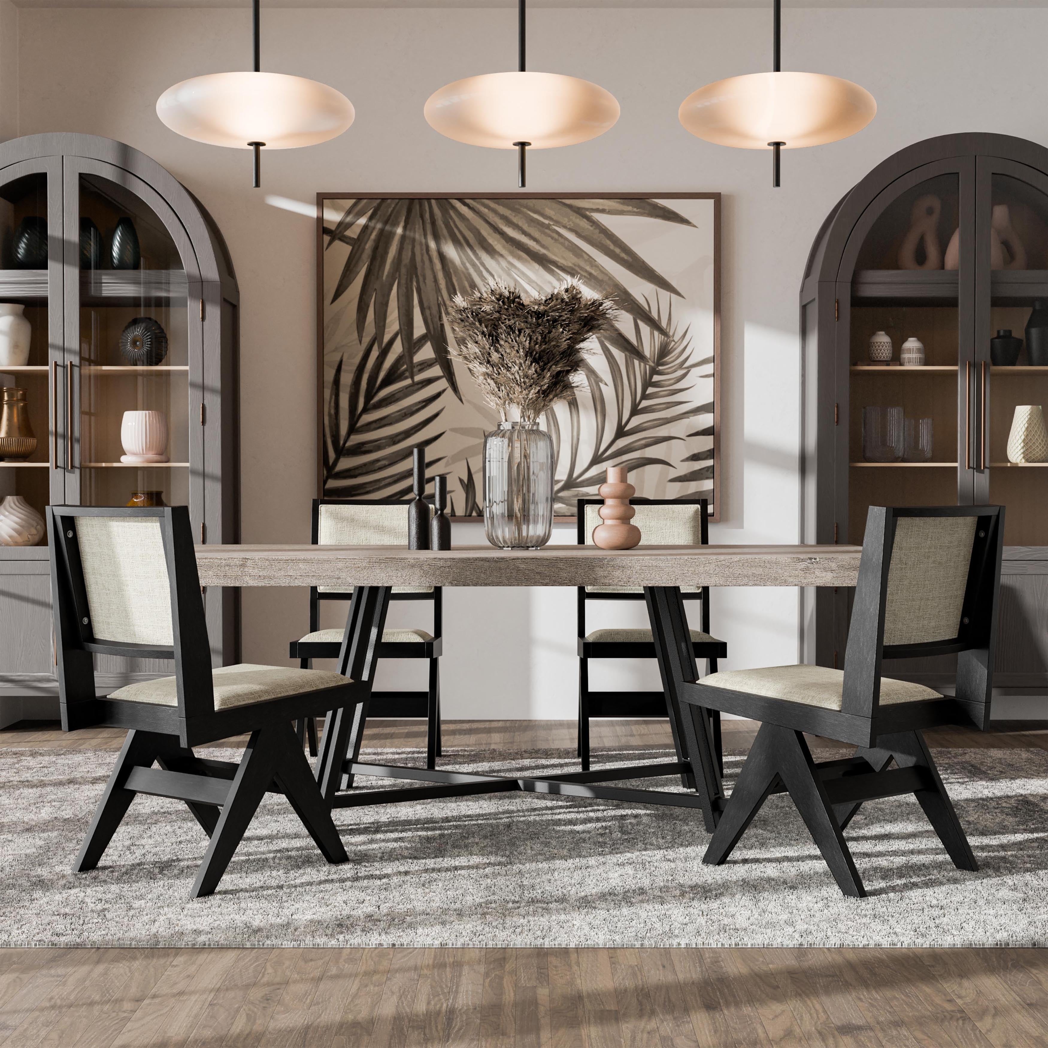 Furniture Of America Evrena Modern 5 Piece Black Wood Dining Table Set