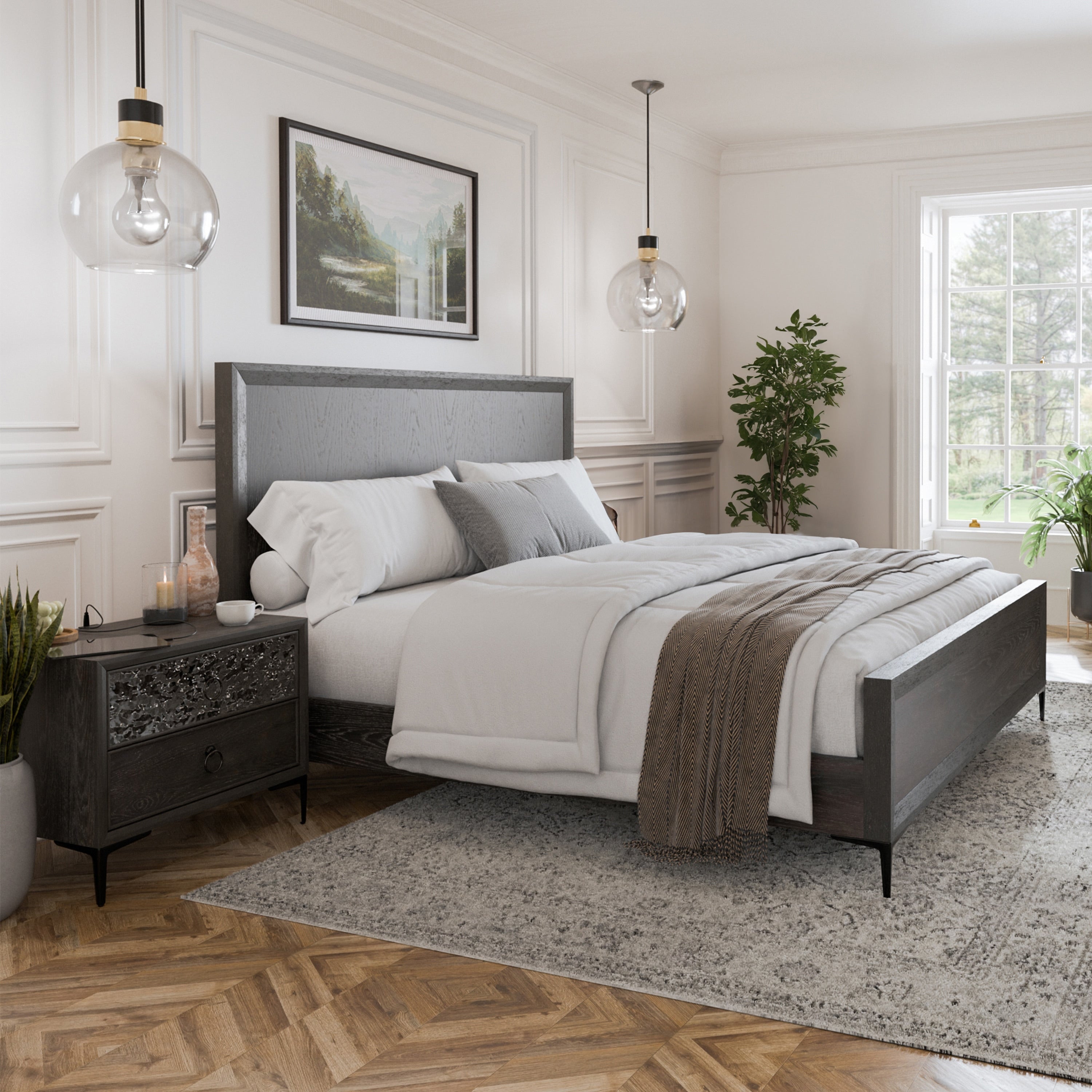 Furniture Of America Fable Modern 2 Piece Solid Wood Panel Bedroom Set