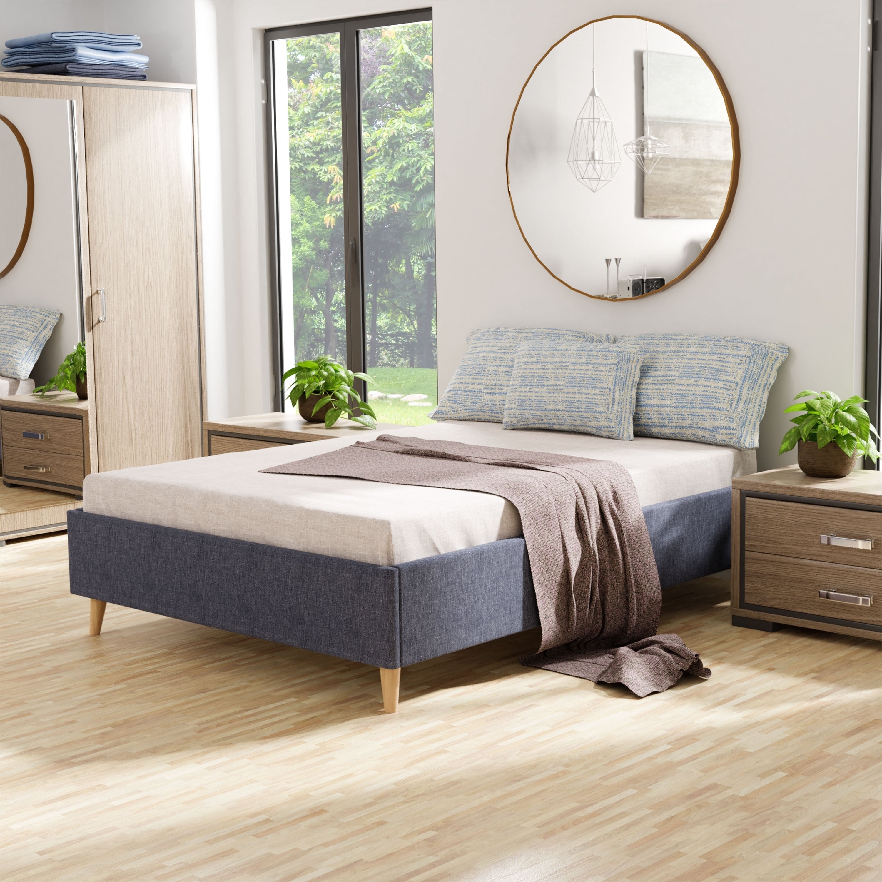 Keenum Mid Century Modern Fabric Queen Size Platform Bed By Foa