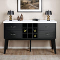 Furniture Of America Fieny Modern Black And White Genuine Marble Dining Server Cabinet With Bottle Wine Rack