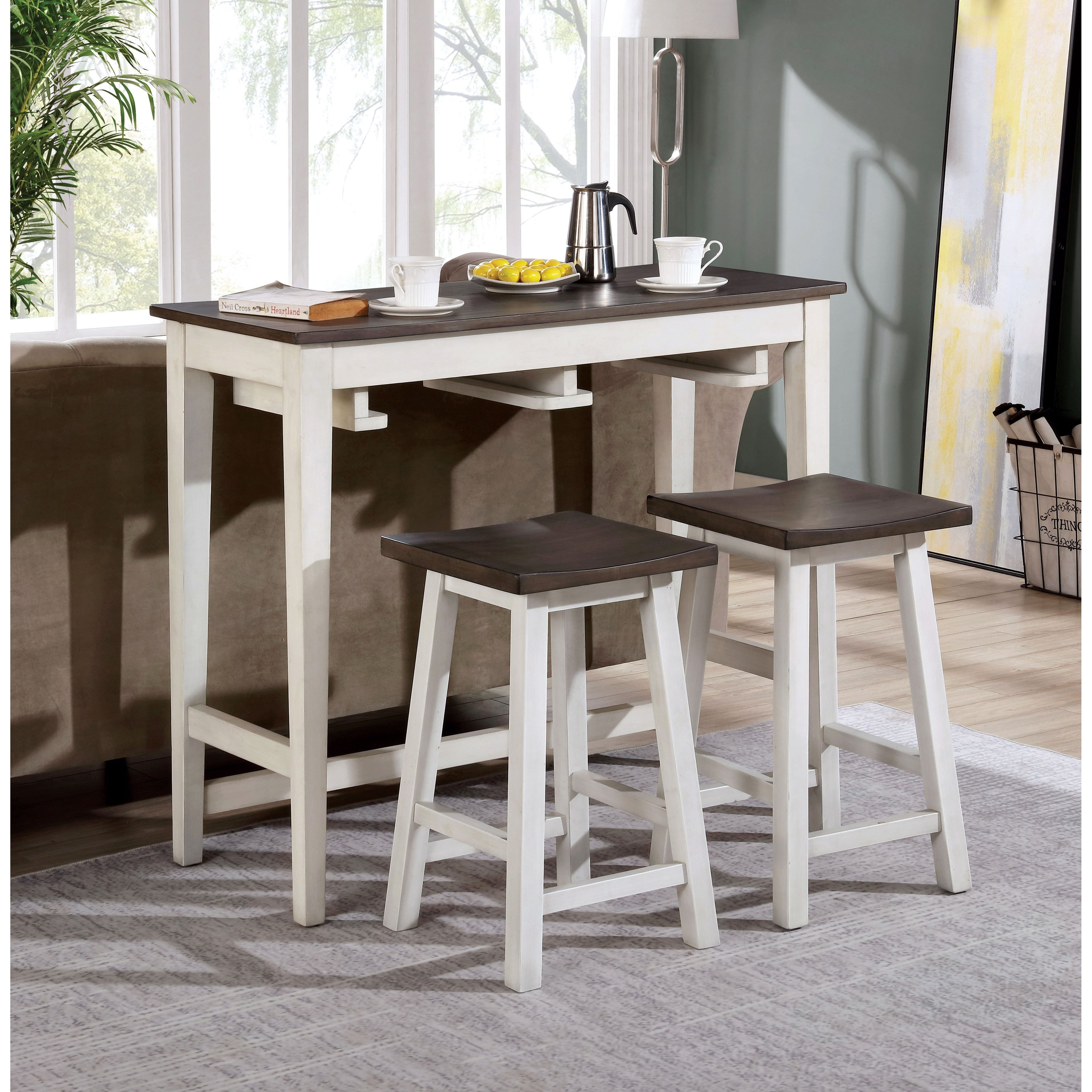 Furniture Of America Flaros Transitional 3 Piece Bar Table Set