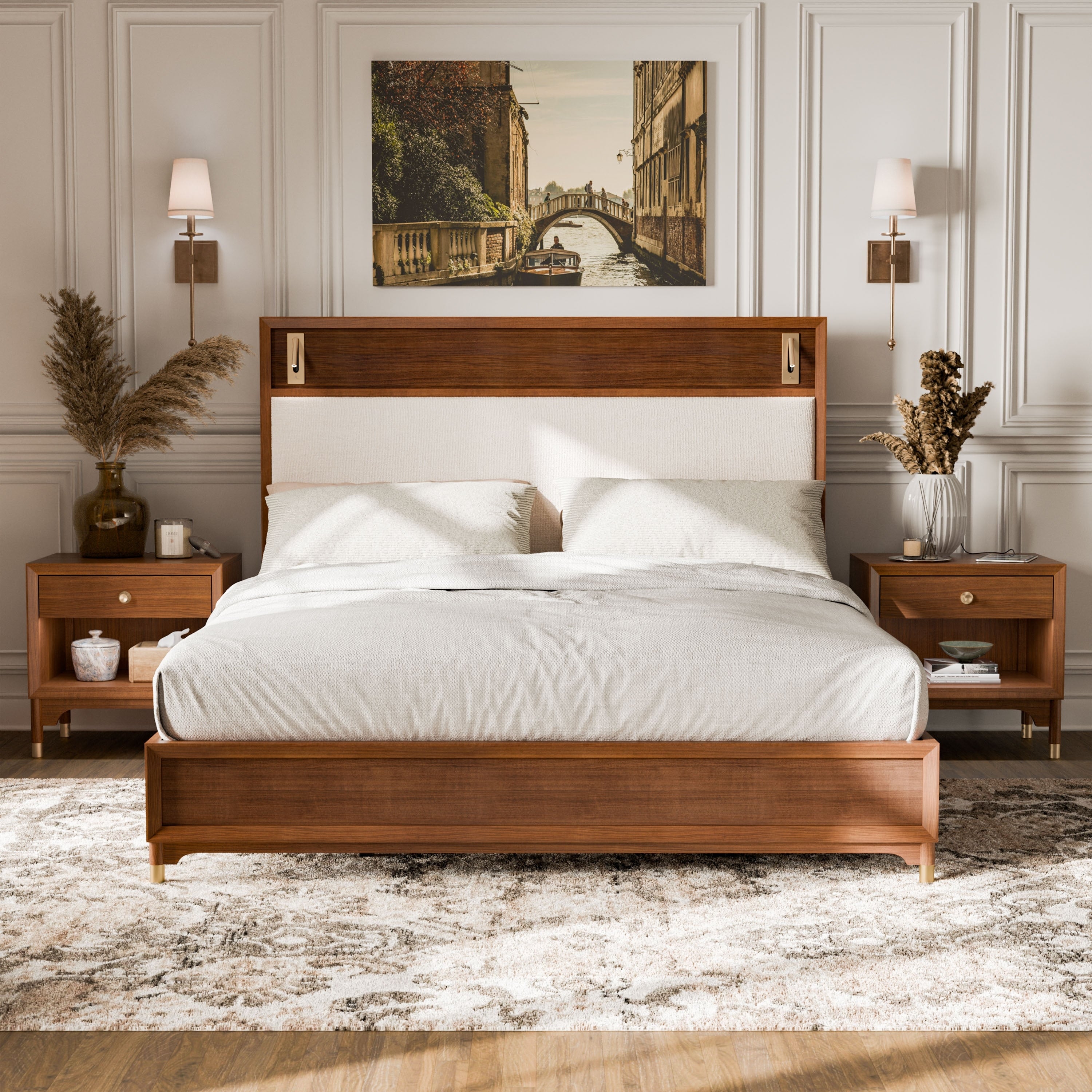 Furniture Of America Forma Mid Century Modern 3 Piece Walnut Solid Wood Platform Bedroom Set