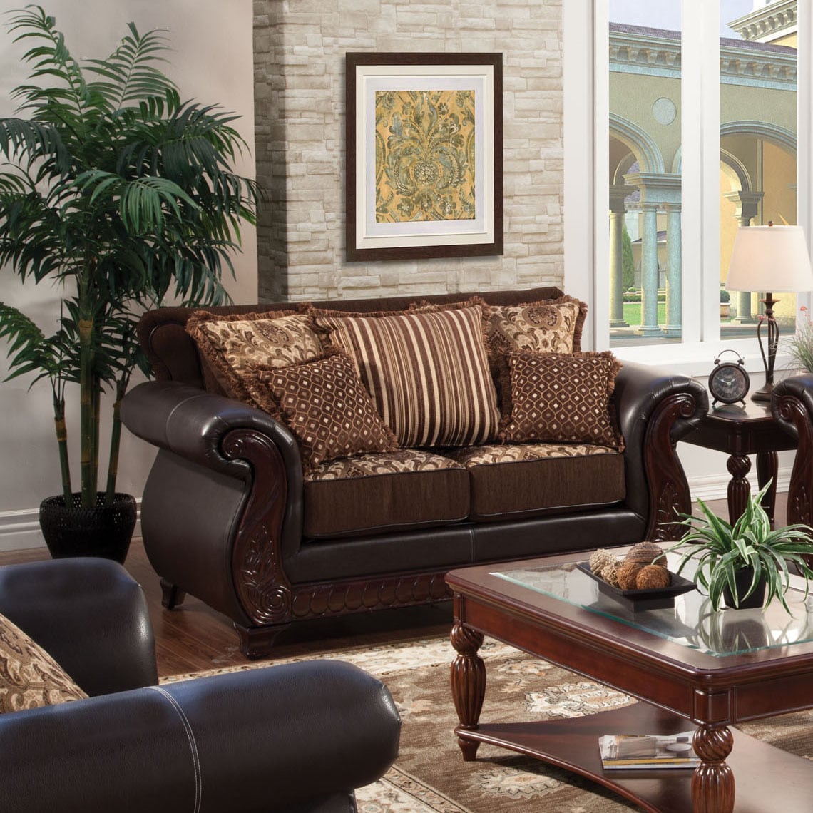Franchesca Traditional Faux Leather Loveseat By Foa