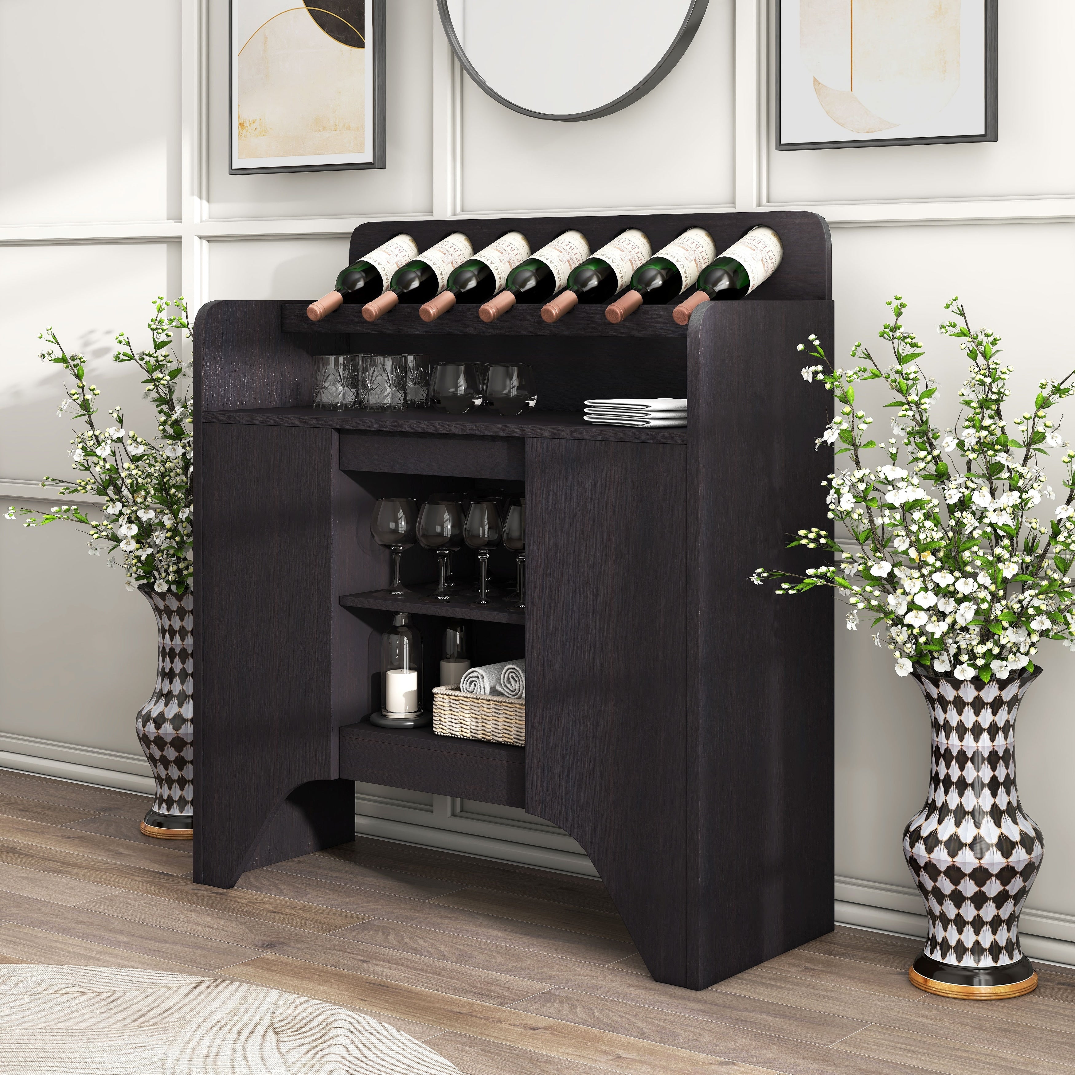 Furniture Of America Jaafan Espresso Multi Storage Buffet