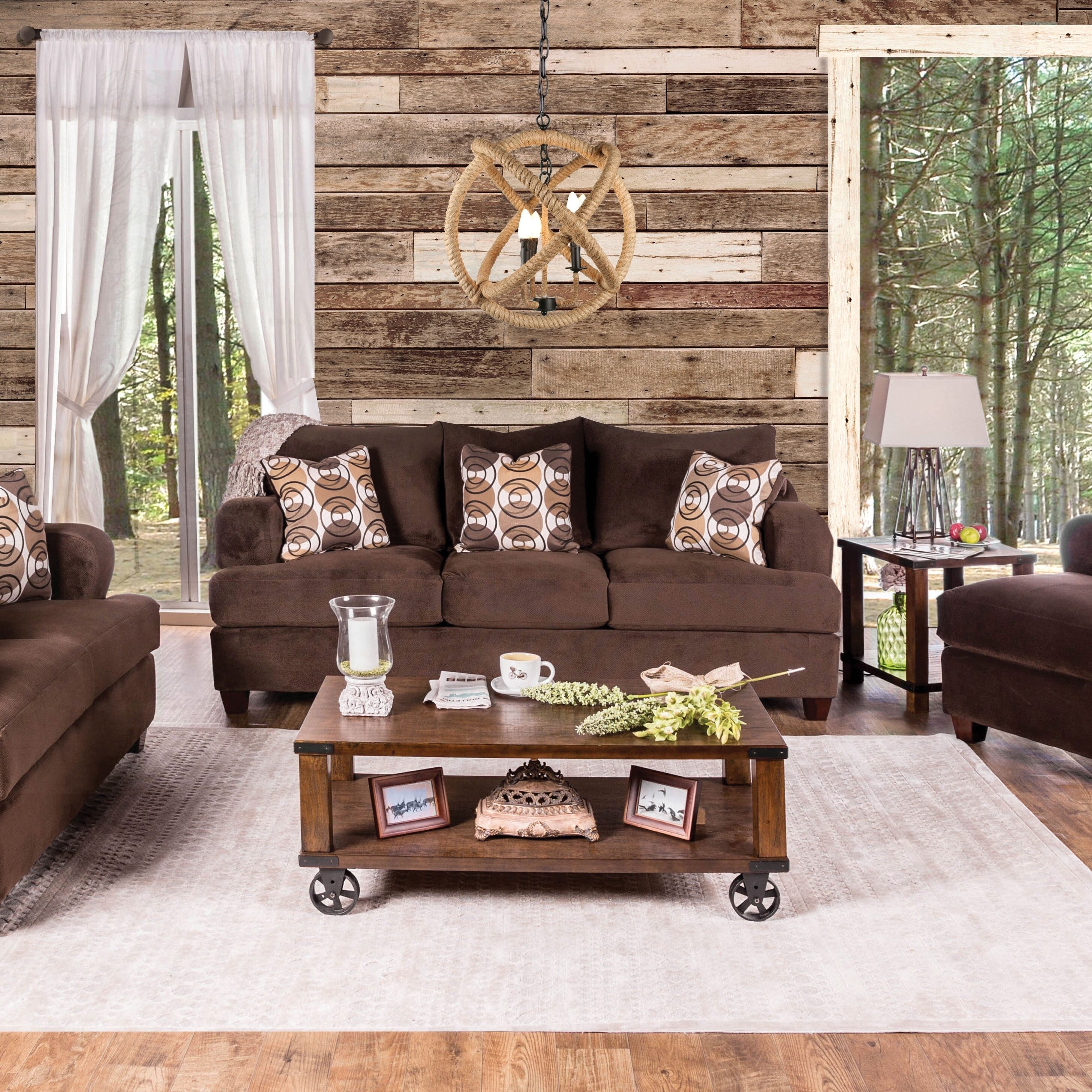 Furniture Of America Nisha Iii Modern Chocolate Premium Fabric Sofa