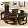 Furniture Of America Gracie Dark Walnut 5 Piece Coffee Table And Ottoman Set