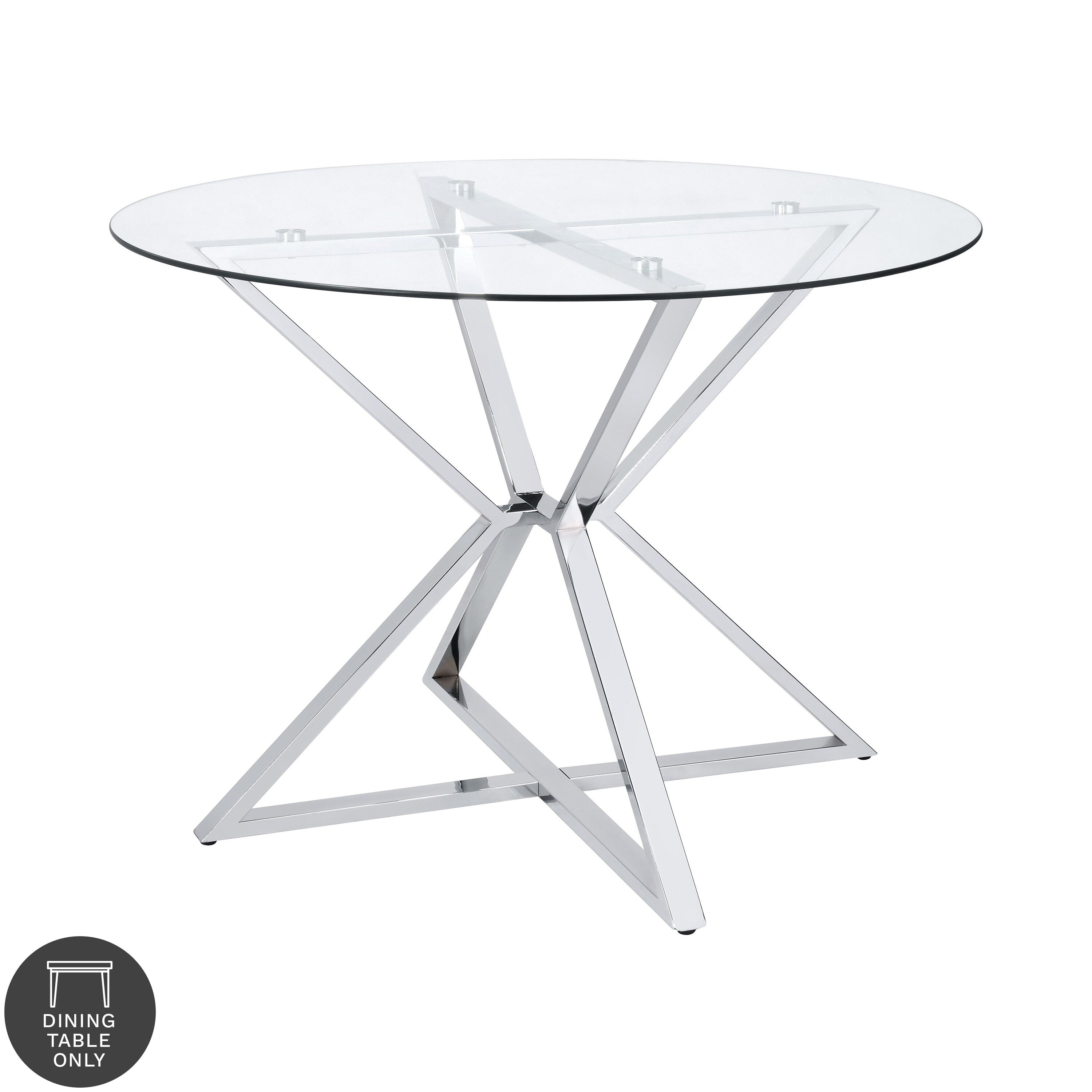 Furniture Of America Grazi Contemporary Glass Top Round Dining Table