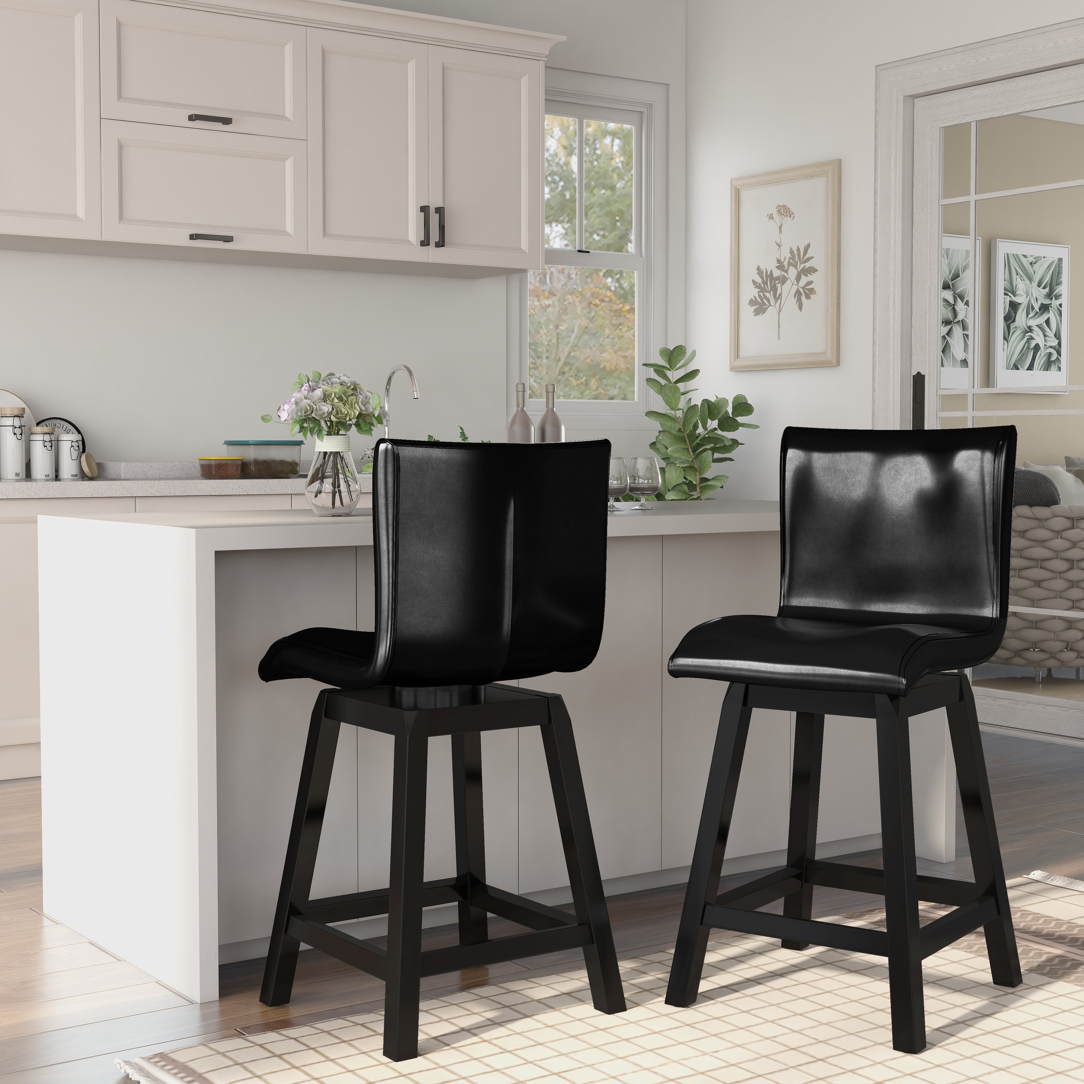Furniture Of America Karille Modern Black 24.75 Inch Counter Height Chair Set Of 2