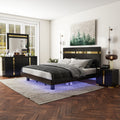 Furniture Of America Halifax Modern 4 Piece Wood Black Platform Bedroom Set With Underbed Led