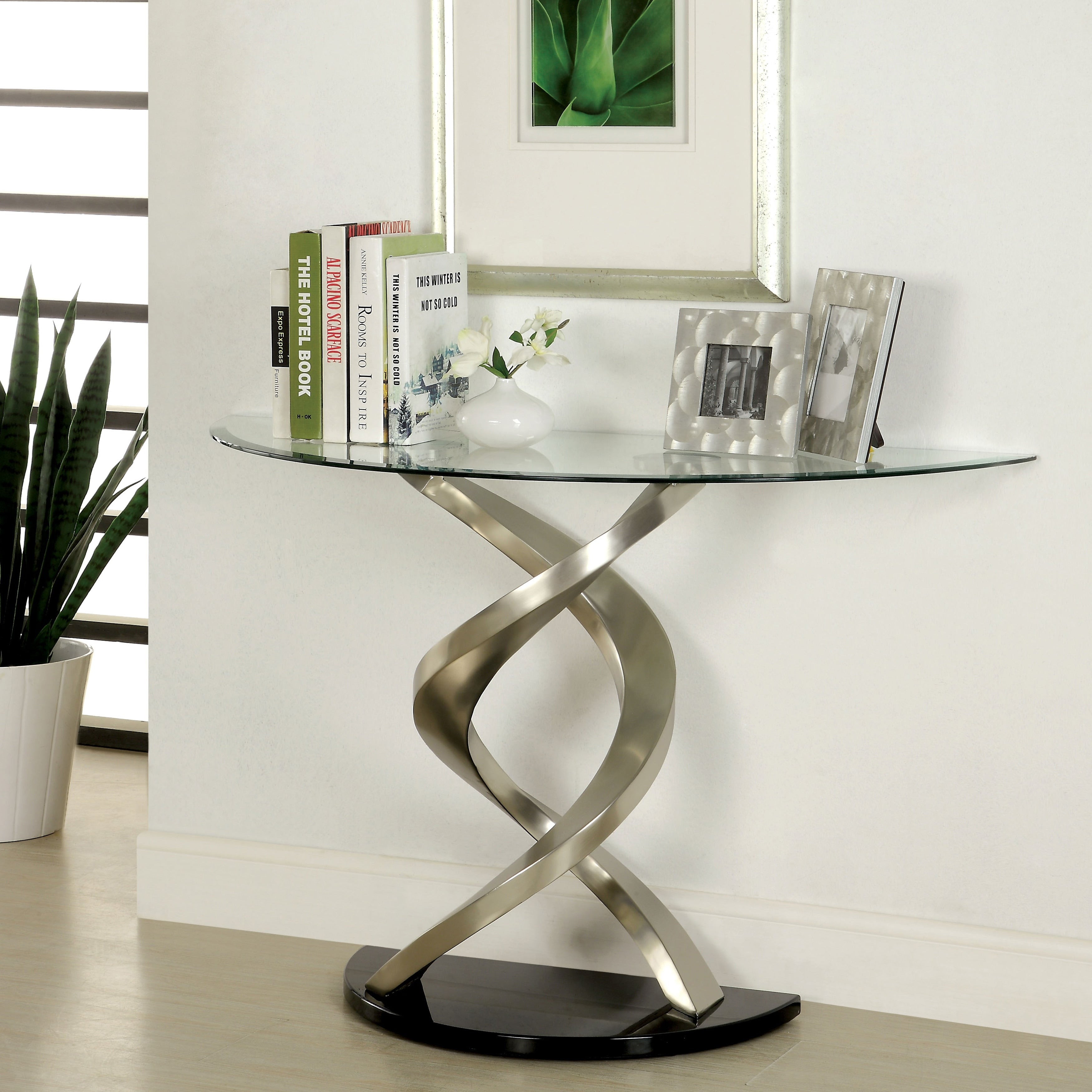 Furniture Of America Helena Modern Satin Plated Sofa Table