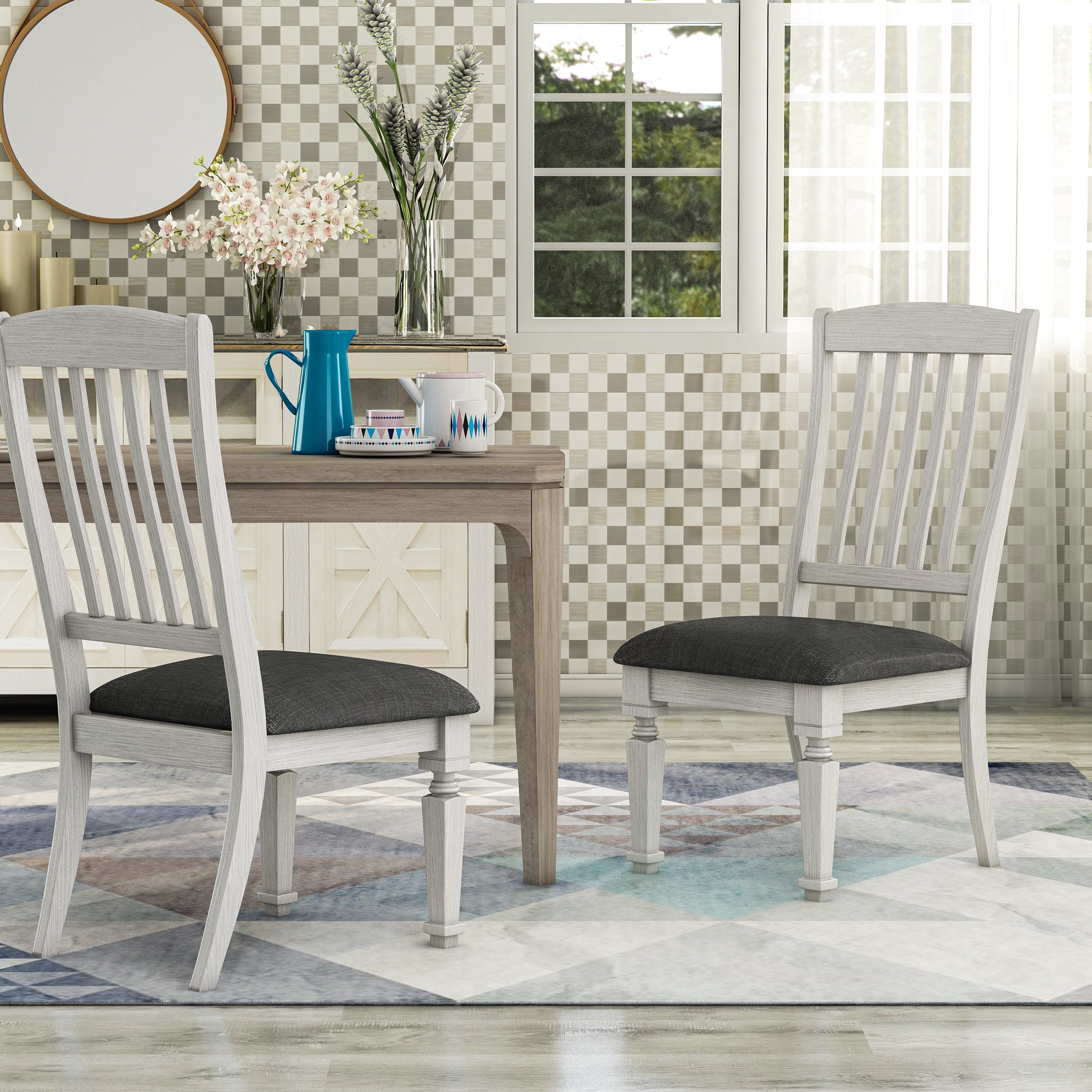 Tyler Rustic Antique White Dining Chair Set Of 2 By Foa
