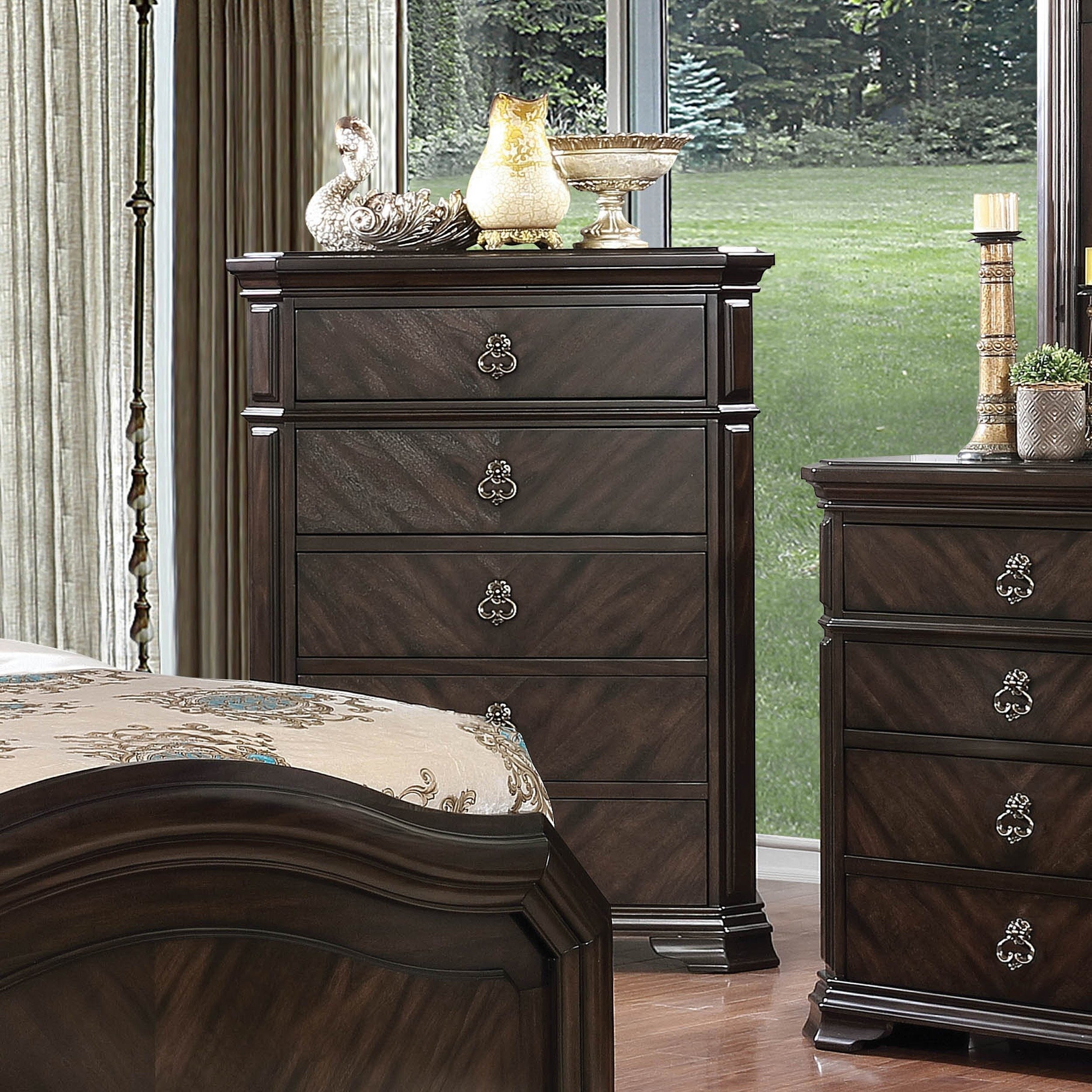 Riley Traditional Espresso 5 Drawer Chest By Foa