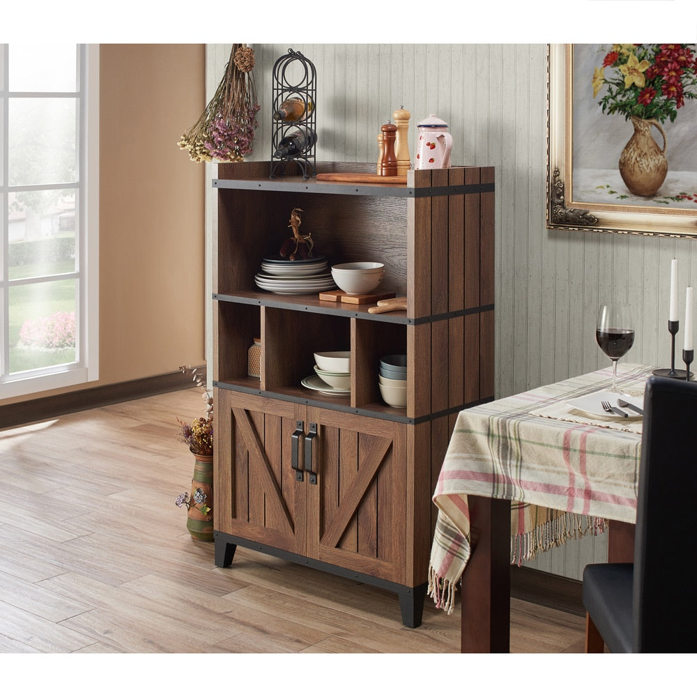 Furniture Of America Holcomb Rustic Distressed Walnut Buffet Cabinet