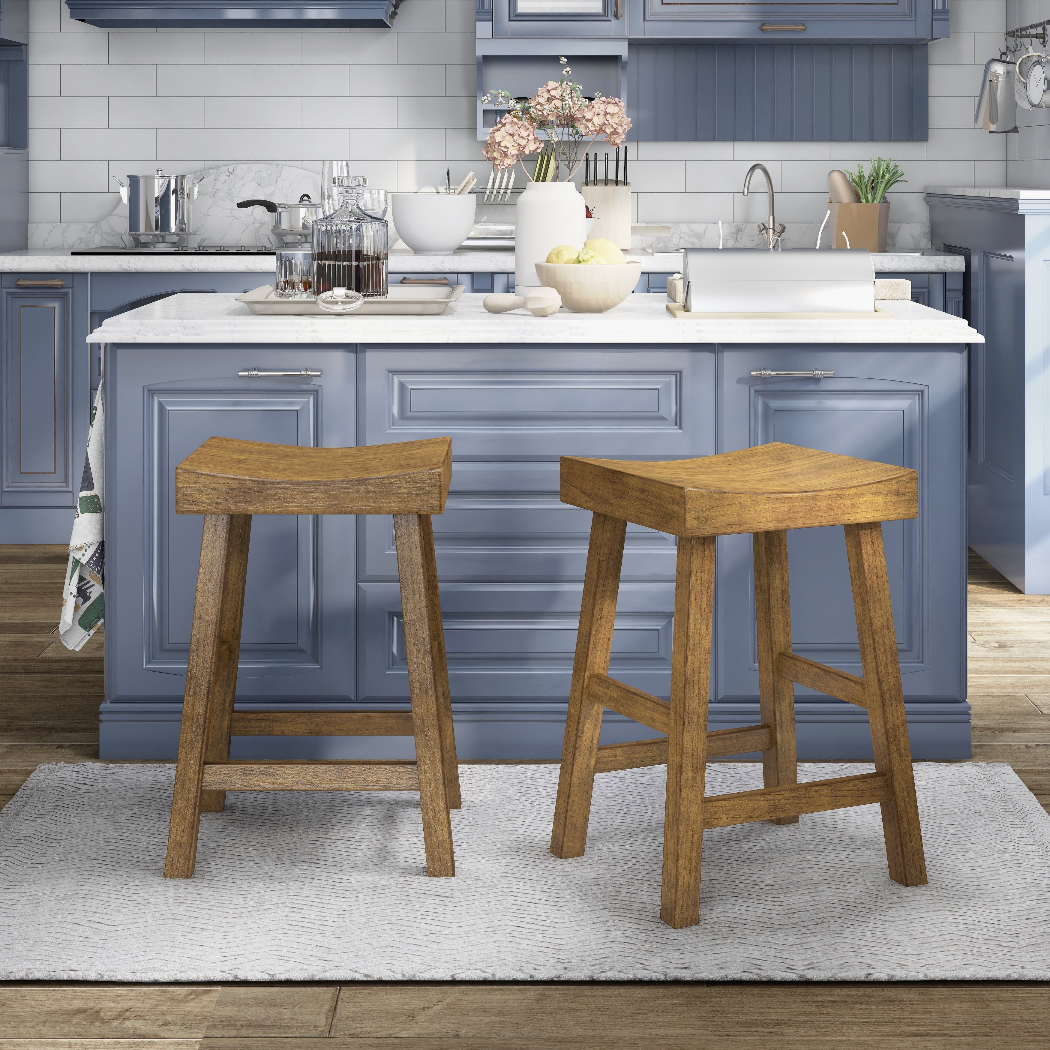 Furniture Of America Howler Transitional 24 Saddle Stool Set Of 2