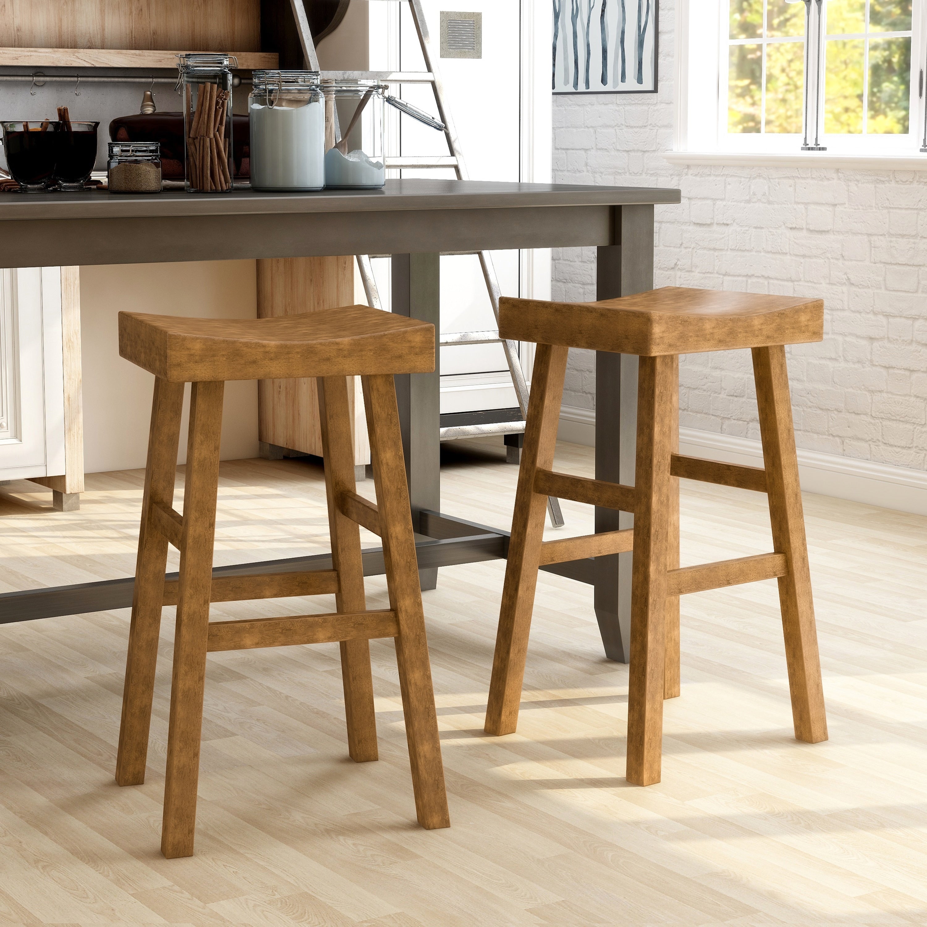 Furniture Of America Howler Transitional 29 Saddle Stool Set Of 2