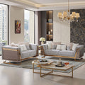 Furniture Of America Idria Glam 2 Piece Gold Wood Animal Print Sofa Set With Accent Pillows