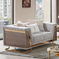 Furniture Of America Idria Glam Gold Wood Animal Print Loveseat With Accent Pillows