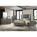 Furniture Of America Iralles Modern 6 Piece Dark Grey Wood King Platform Bedroom Set With Led Light
