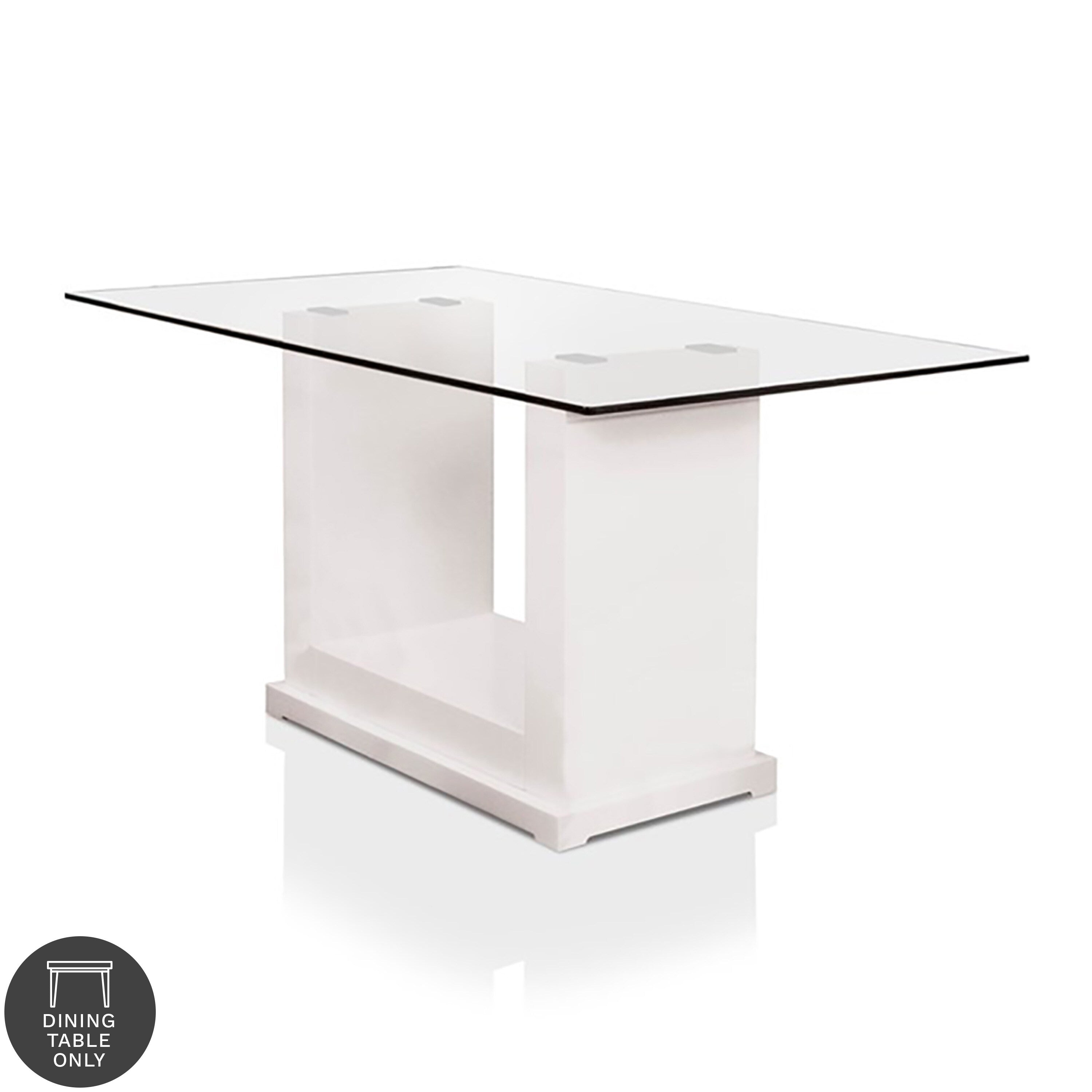 Furniture Of America Grant Contemporary White Glass Dining Table