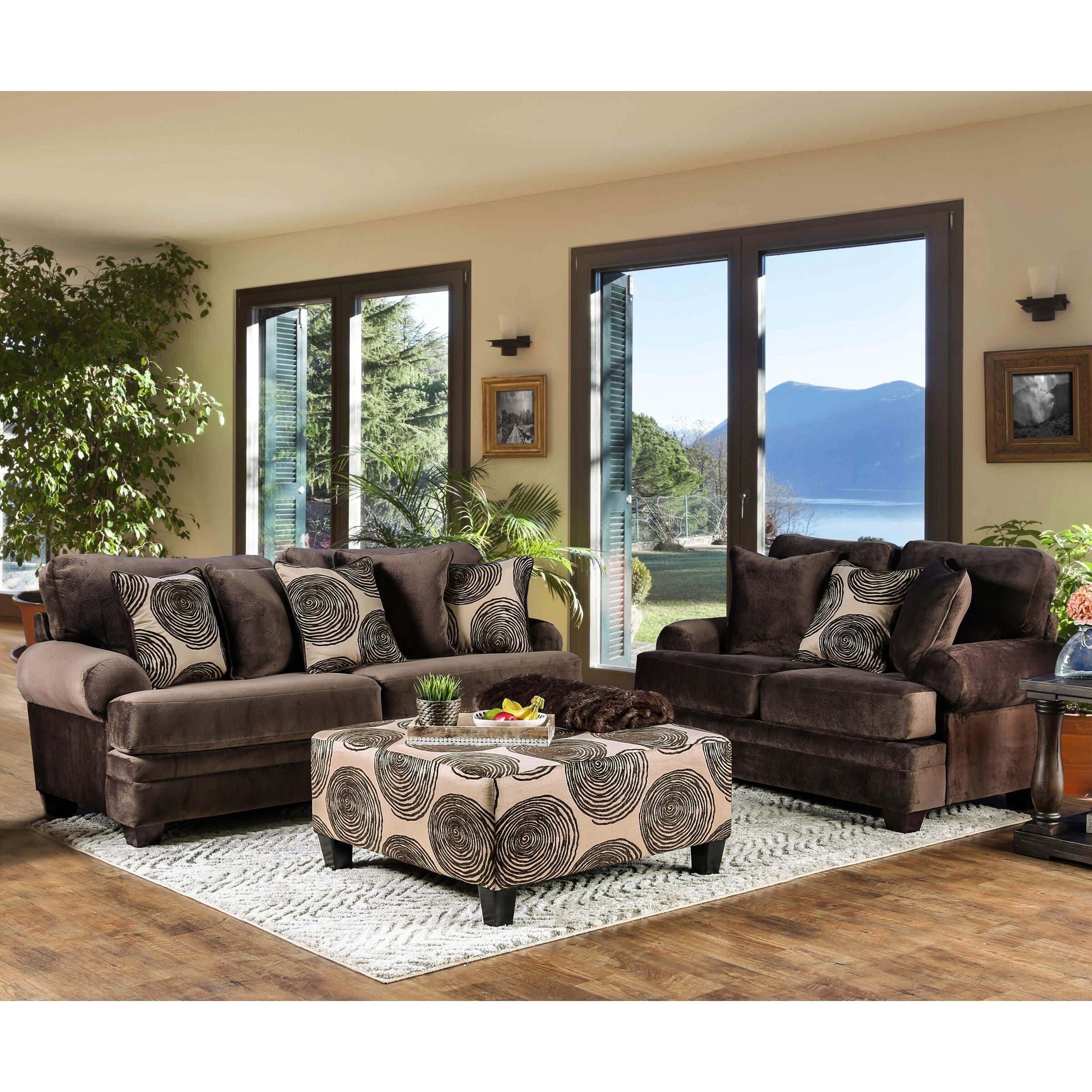 Furniture Of America Jeta Contemporary Fabric 2 Piece Living Room Set