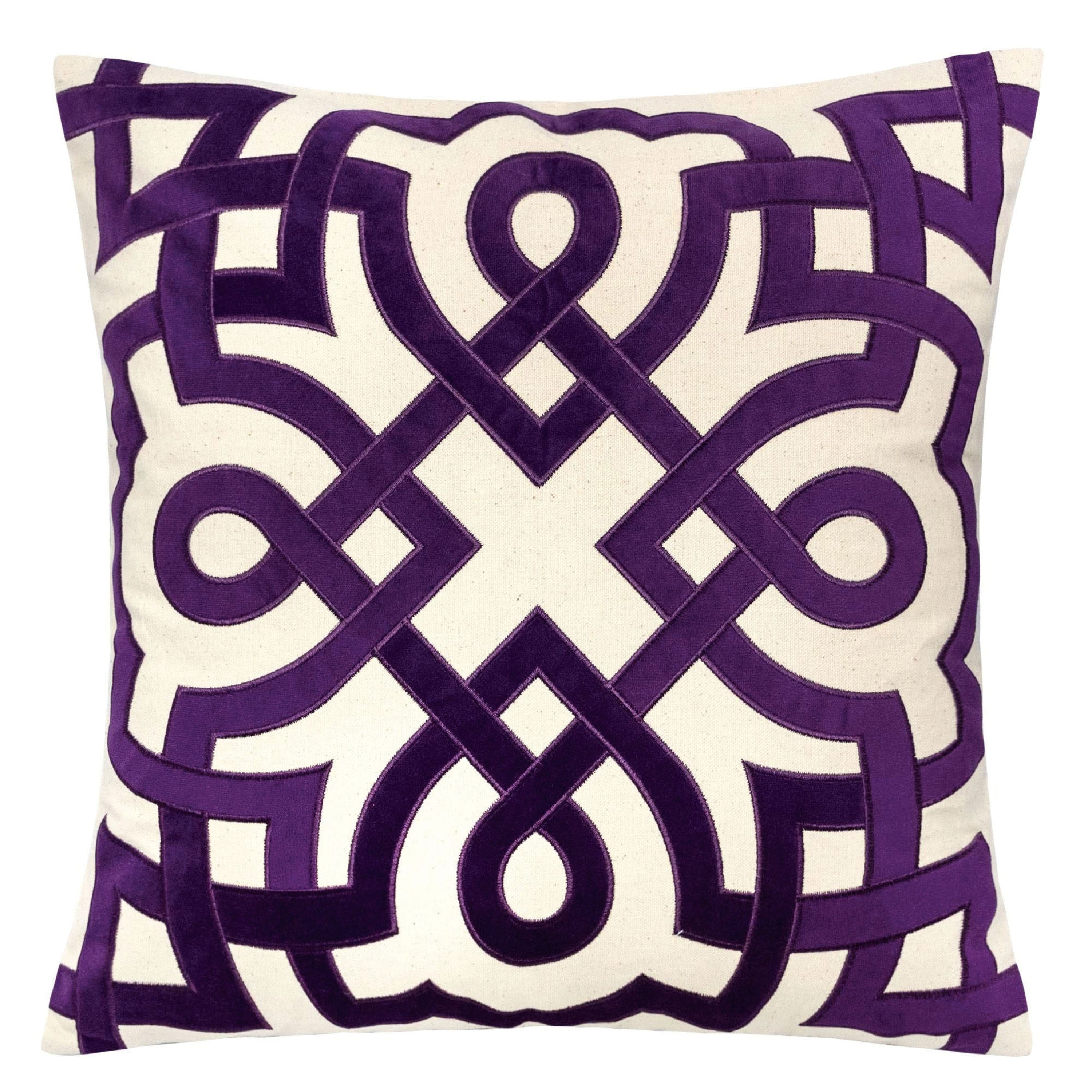 Furniture Of America Verenice Contemporary Purple White Cotton Linen Accent Pillows Set Of 2