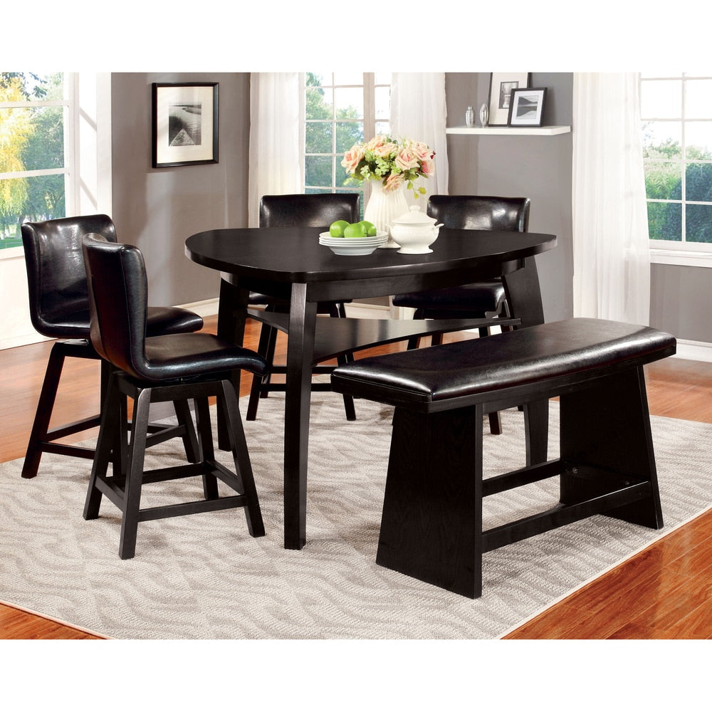 Furniture Of America Karille Black 6 Piece Counter Height Dining Set