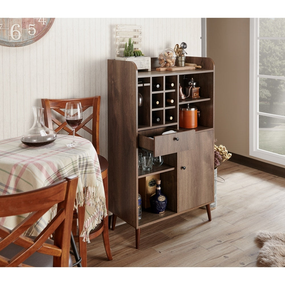 Carson Carrington Eiken Distressed Walnut Freestanding Mini Bar