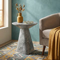 Furniture Of America Karvyn Modern 18 Inch Natural Stone Geometric Indoor Pedestal Side Table