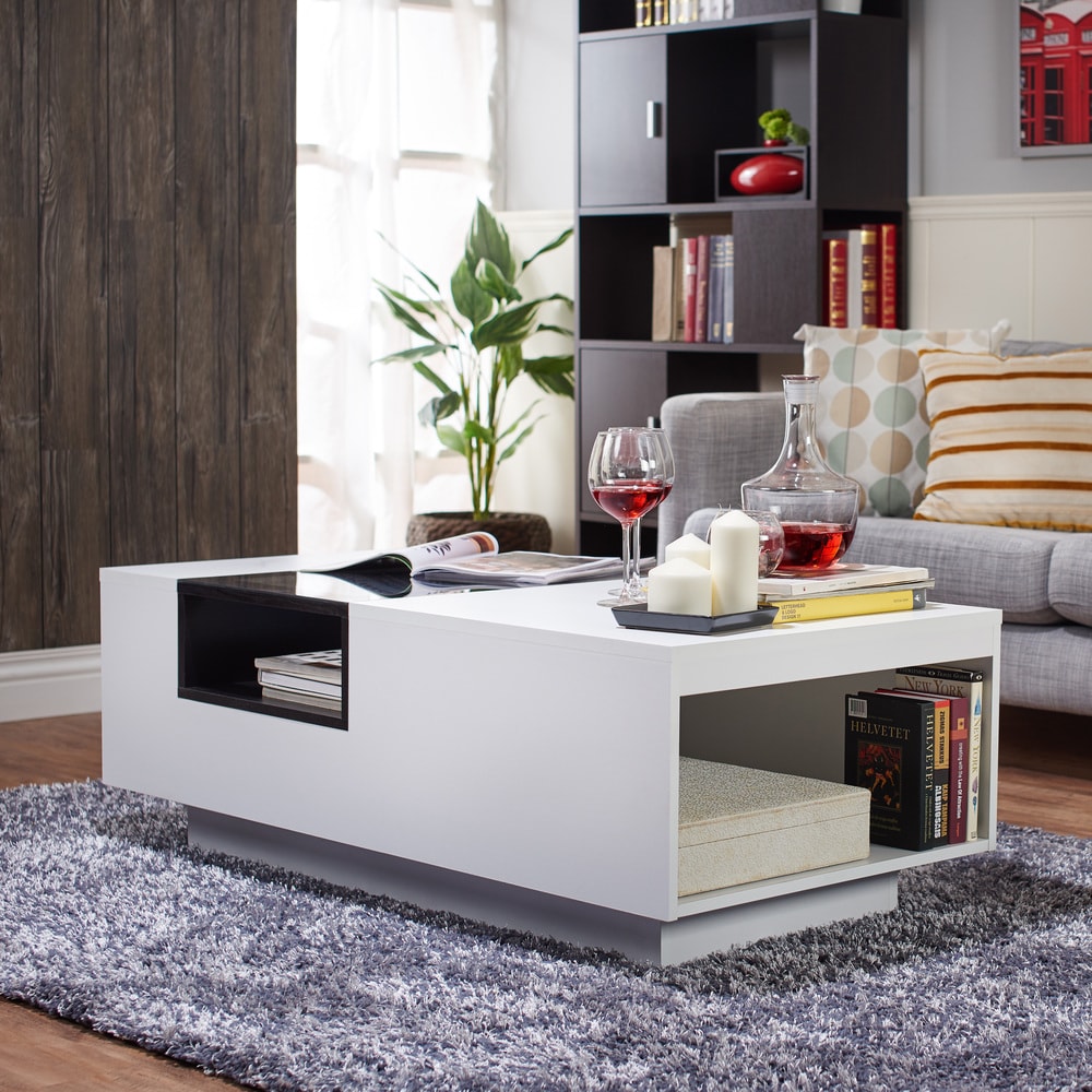 Furniture Of America Kassalie White Glass Top Coffee Table