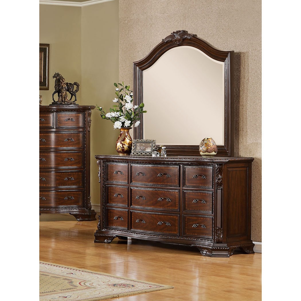 Kassania Traditional Cherry 2 Piece Dresser And Mirror Set By Foa