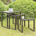 Furniture Of America Kelsey Espresso Wicker Inspired Glass Top Nested Tables Set Of 3