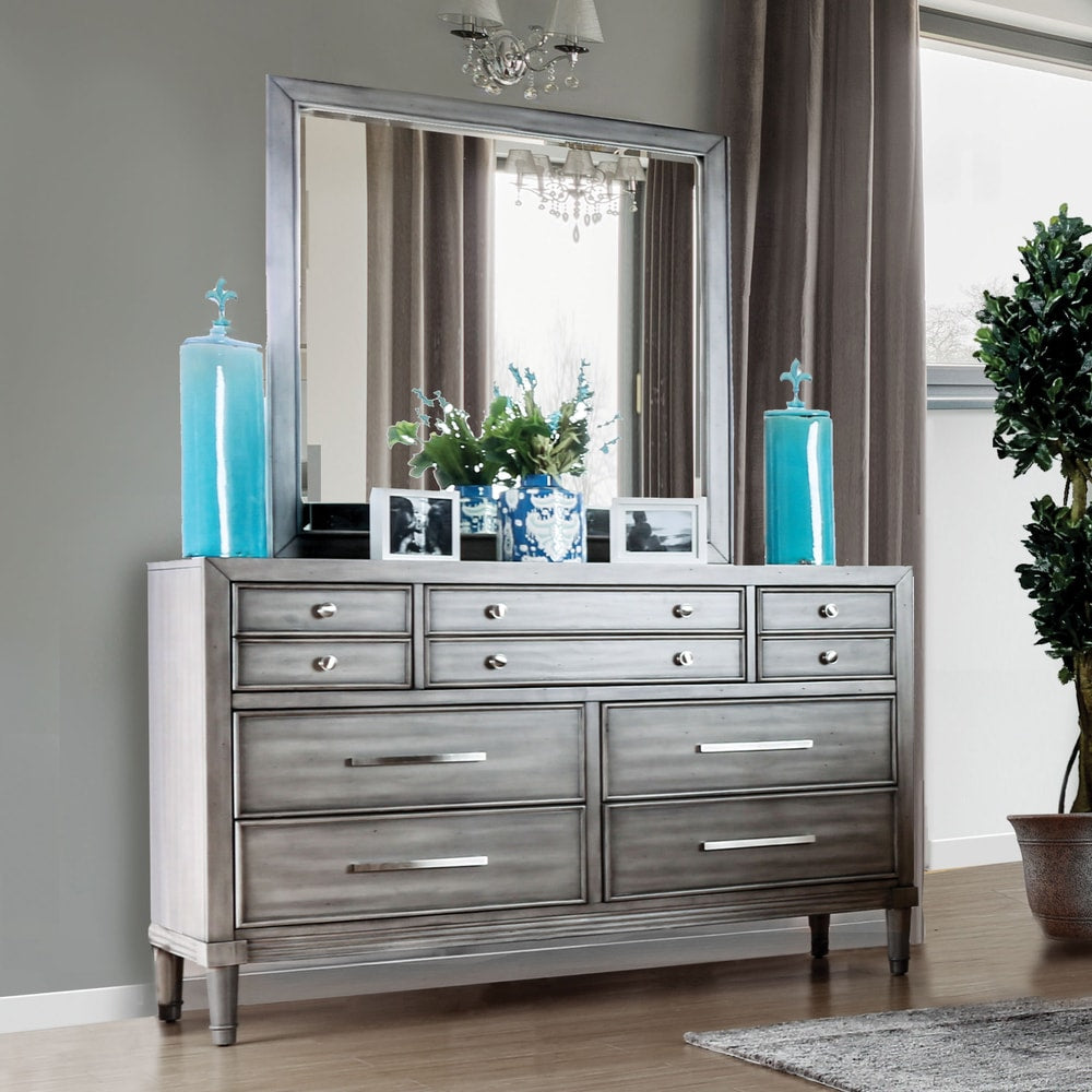 Kerilan Transitional Grey 2 Piece Dresser And Mirror Set By Foa