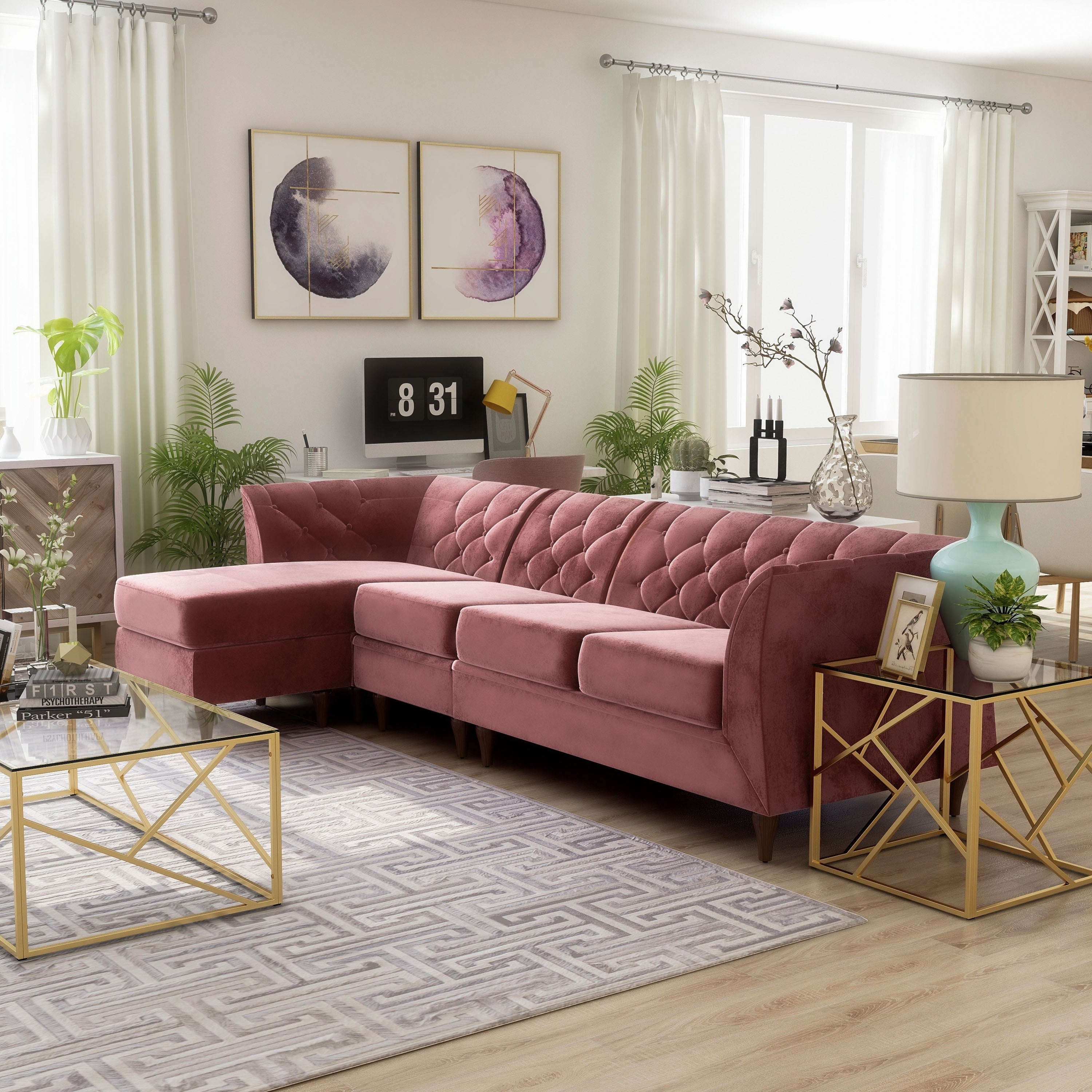 Furniture Of America Kestrel Modular Chesterfield Sectional