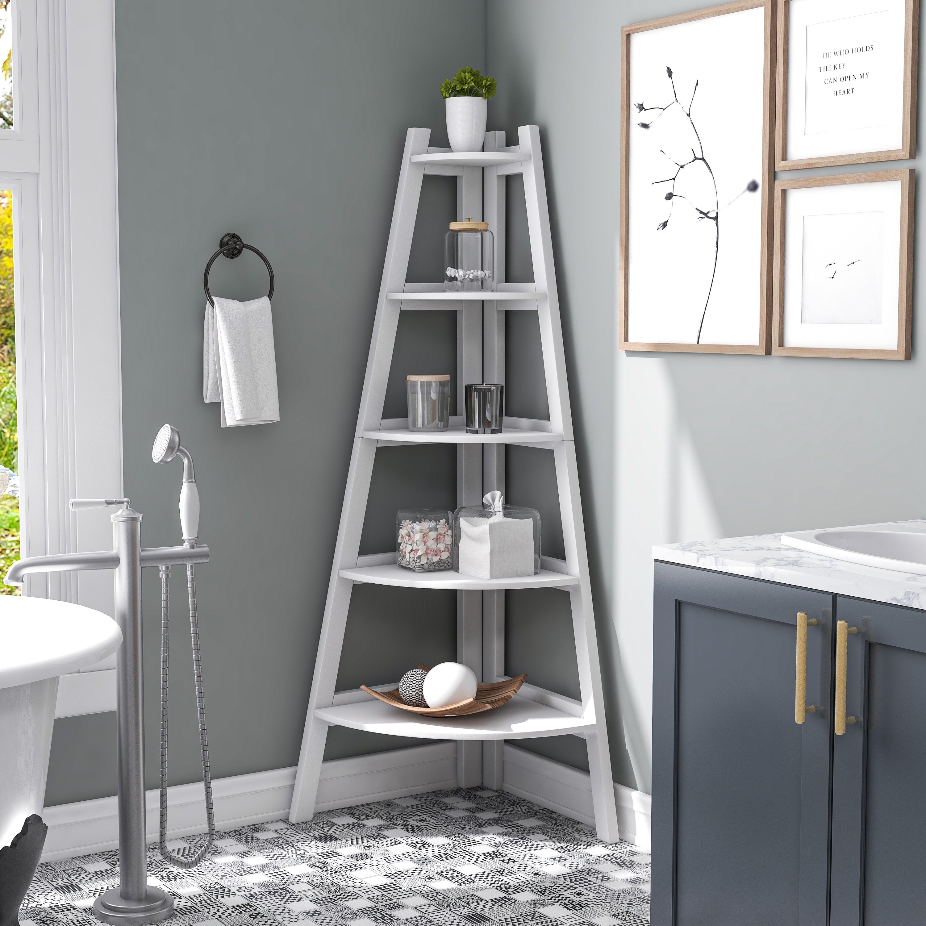 Copper Grove Cranesbill 5 Tier Corner Ladder Display Bookcase