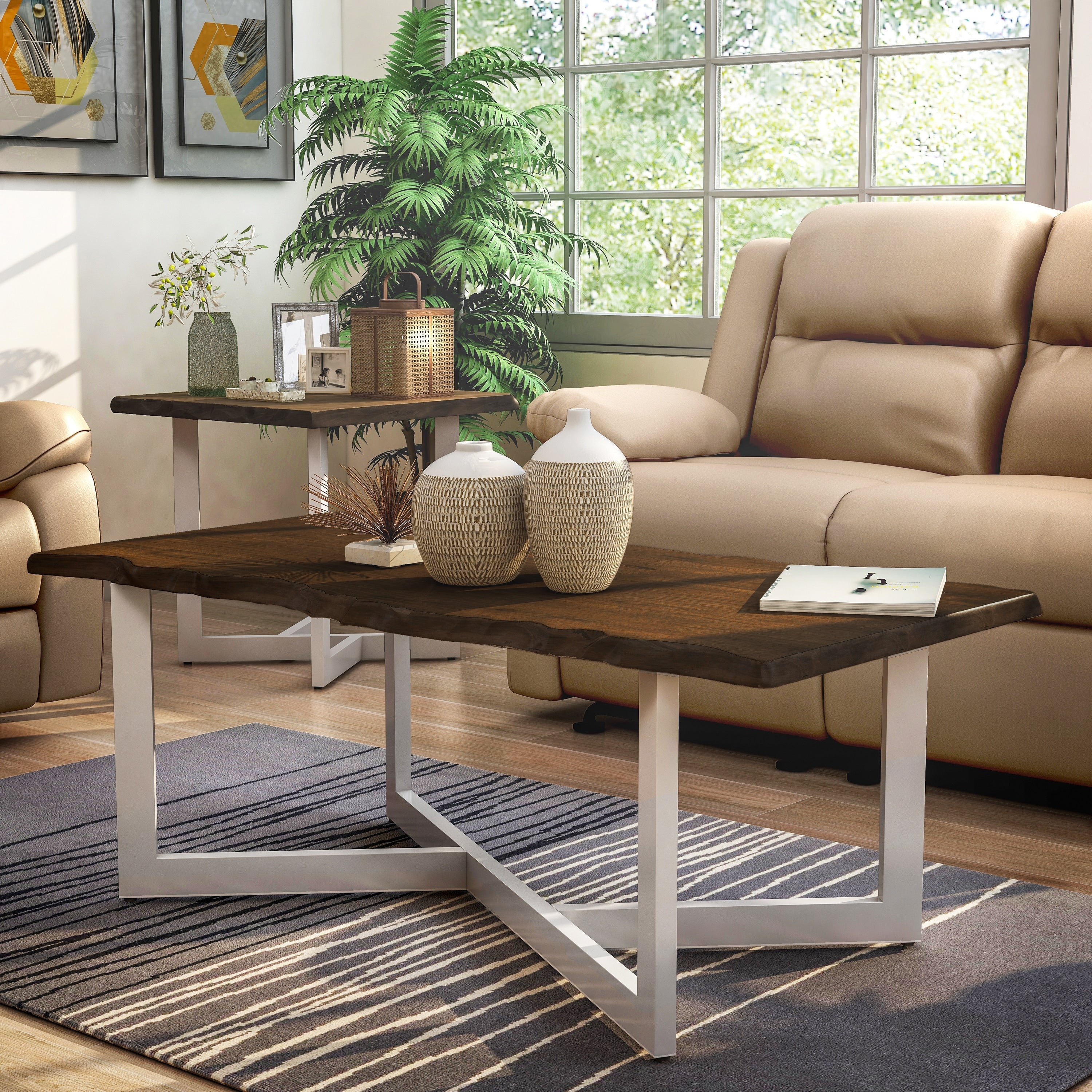 Furniture Of America Kinlen Transitional Oak And White Coffee Table