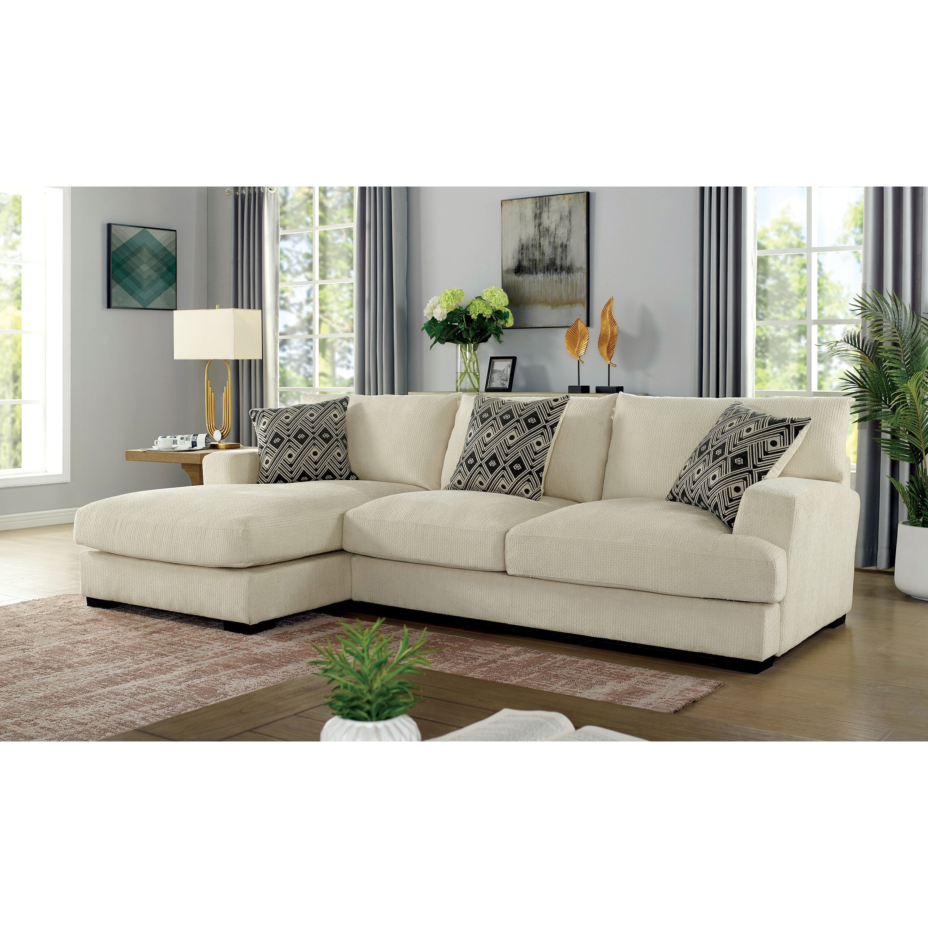 Furniture Of America Kintra Contemporary Grey L Shaped Sectional