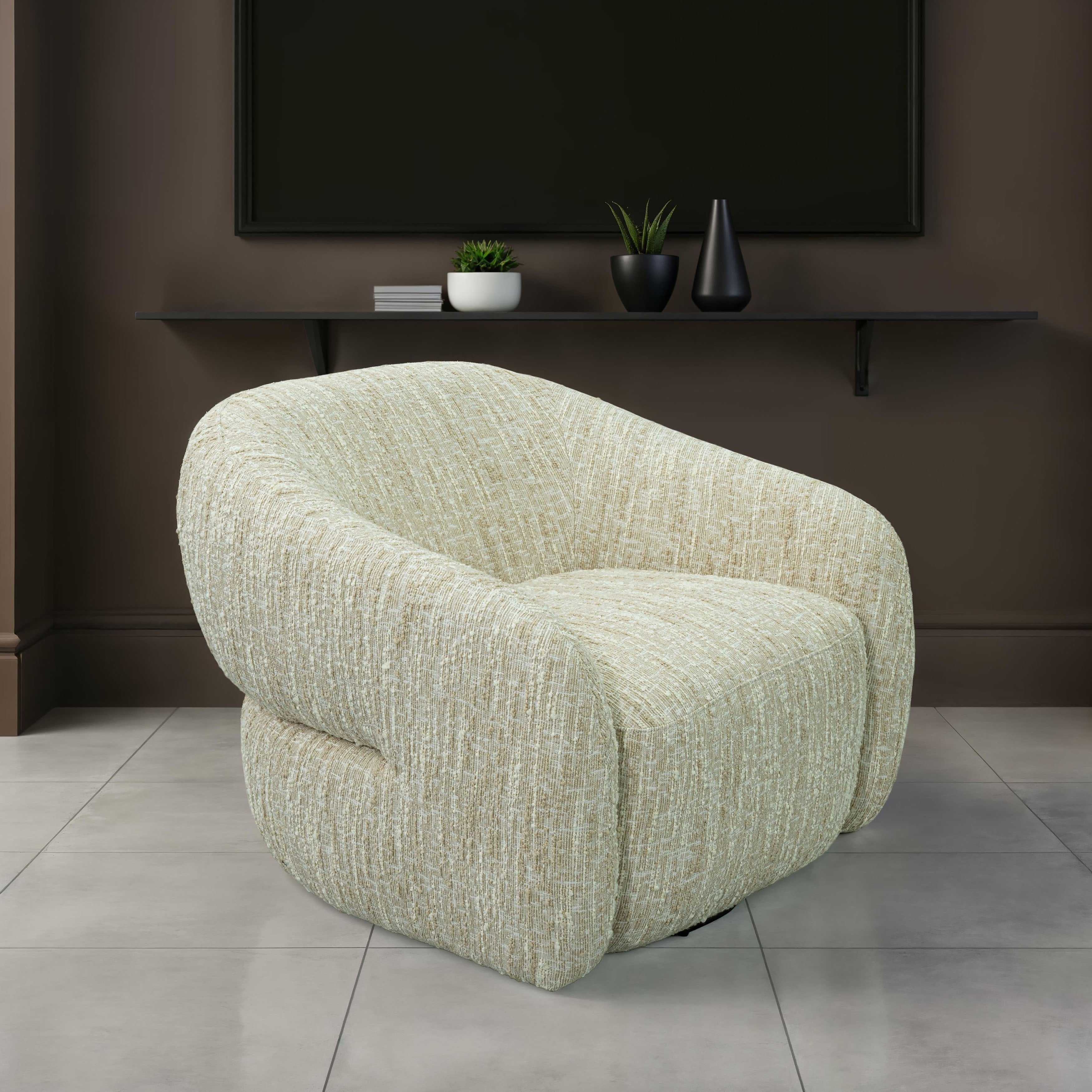 Furniture Of America Koda Modern Upholstered Swivel Accent Chair With Curved Back And Arm