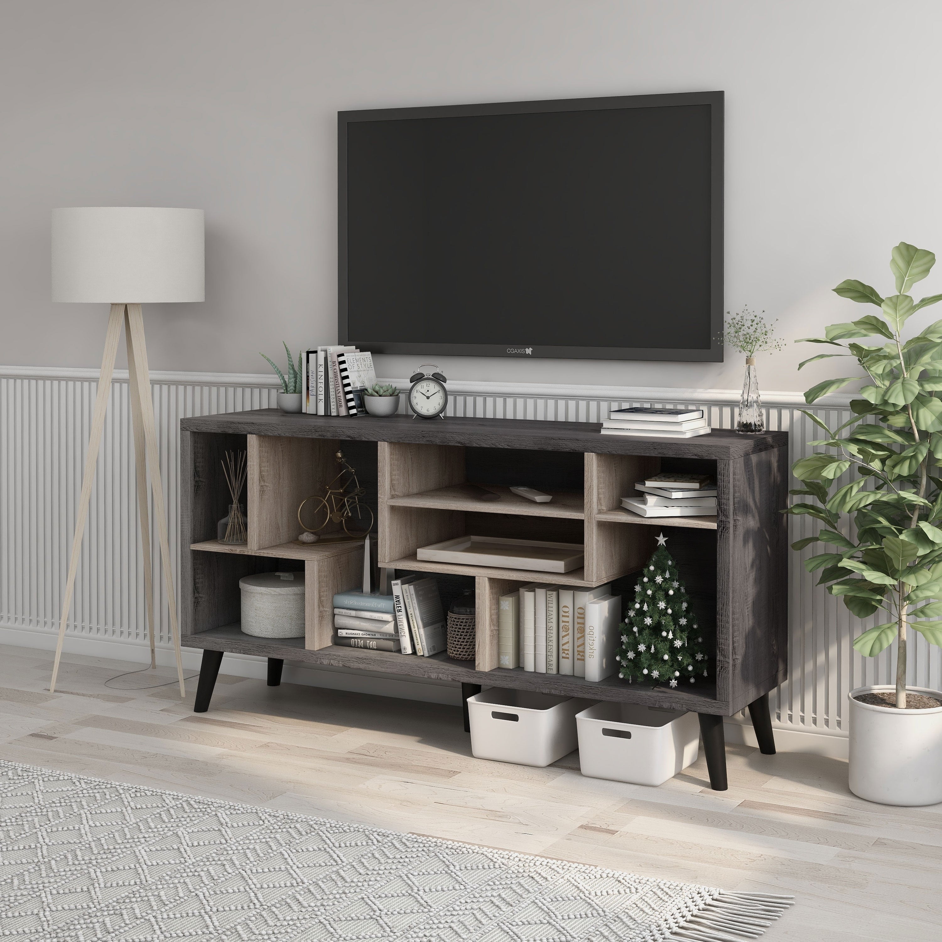 Furniture Of America Kirill Mid Century Modern 60 Inch Two Tone Tv Stand